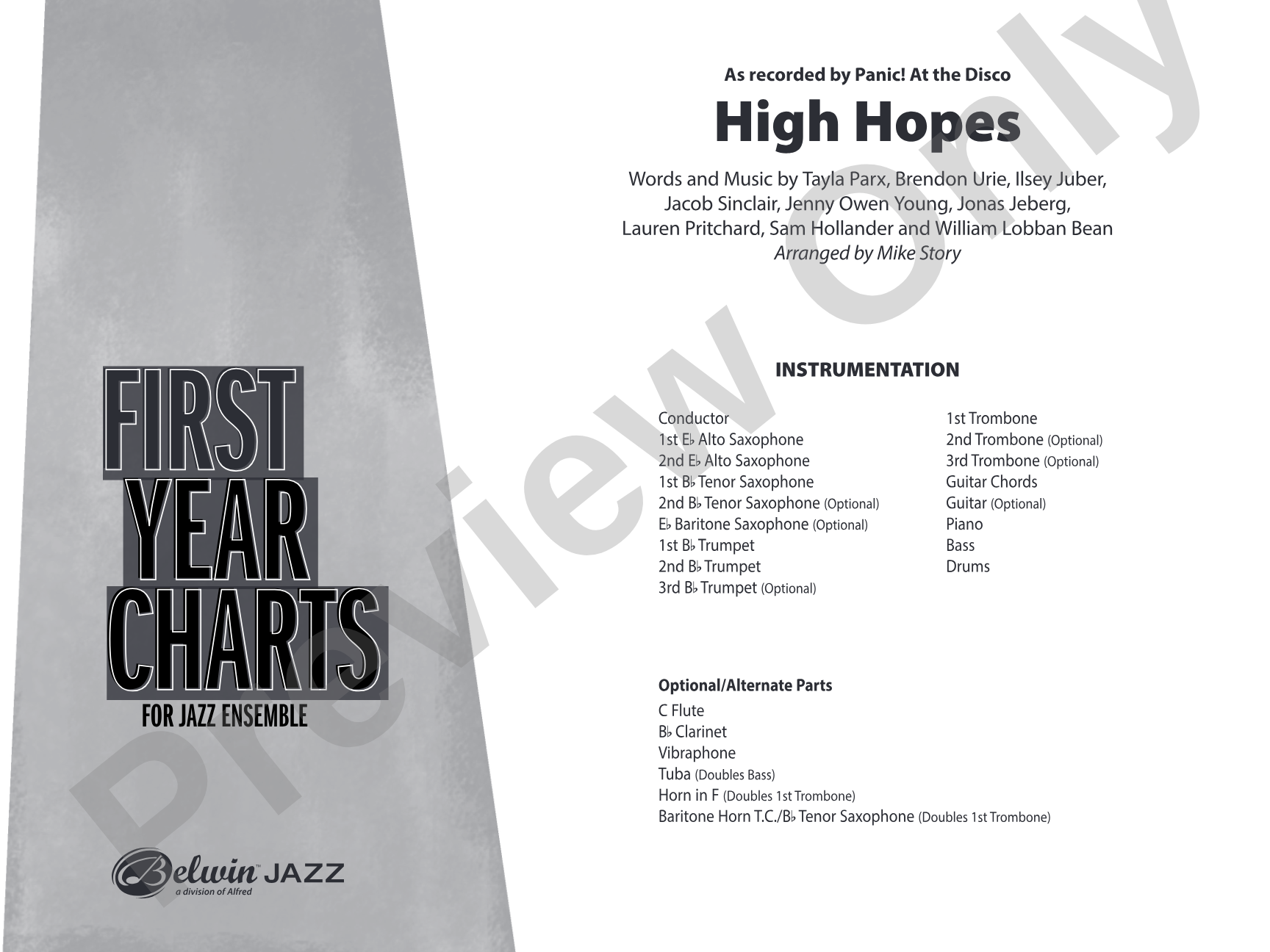 High Hopes: Jazz Ensemble Conductor Score & Parts