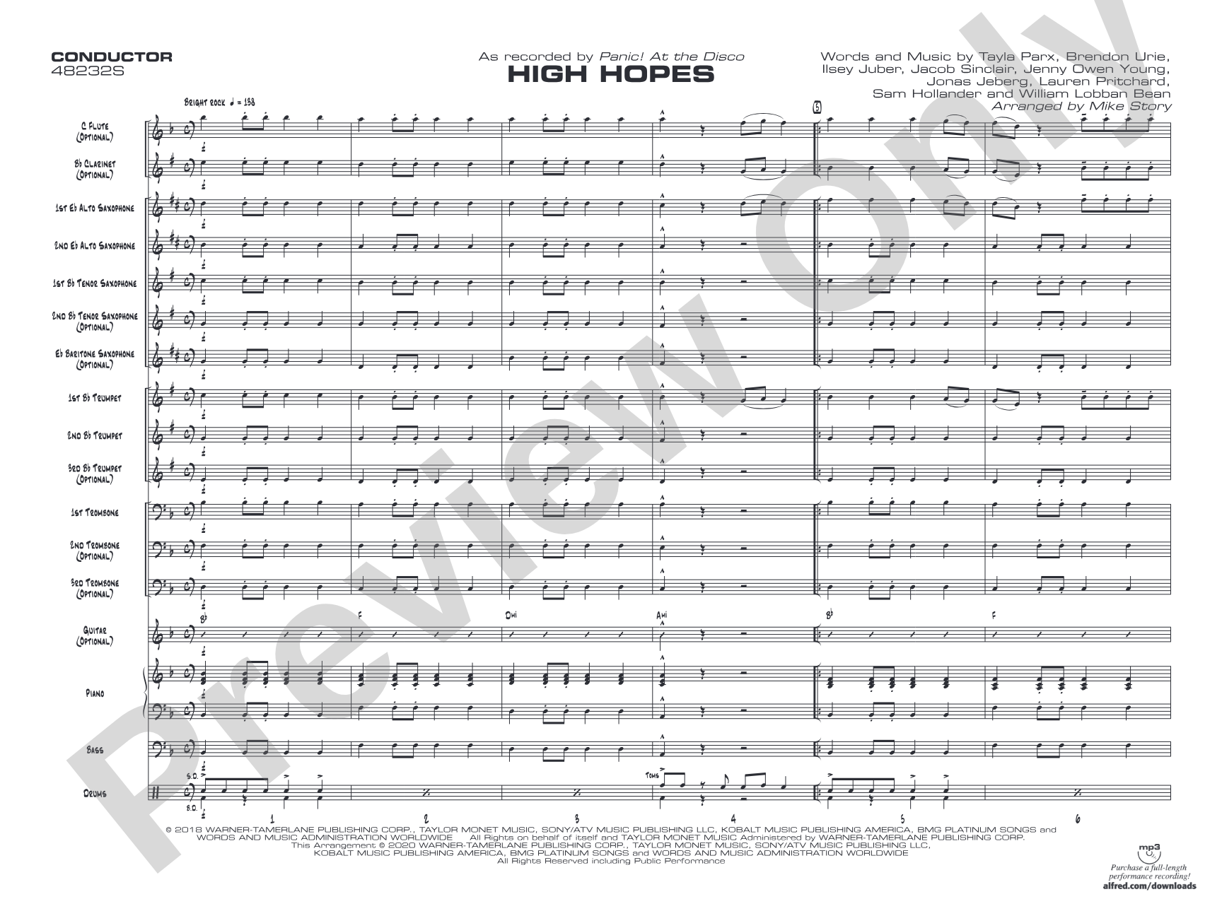 High Hopes: Jazz Ensemble Conductor Score & Parts