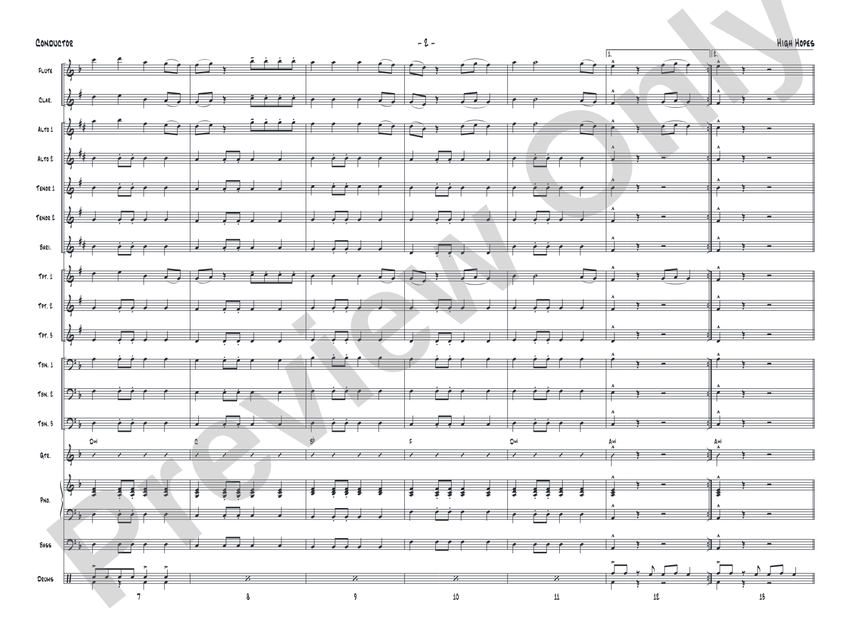 High Hopes: Jazz Ensemble Conductor Score & Parts