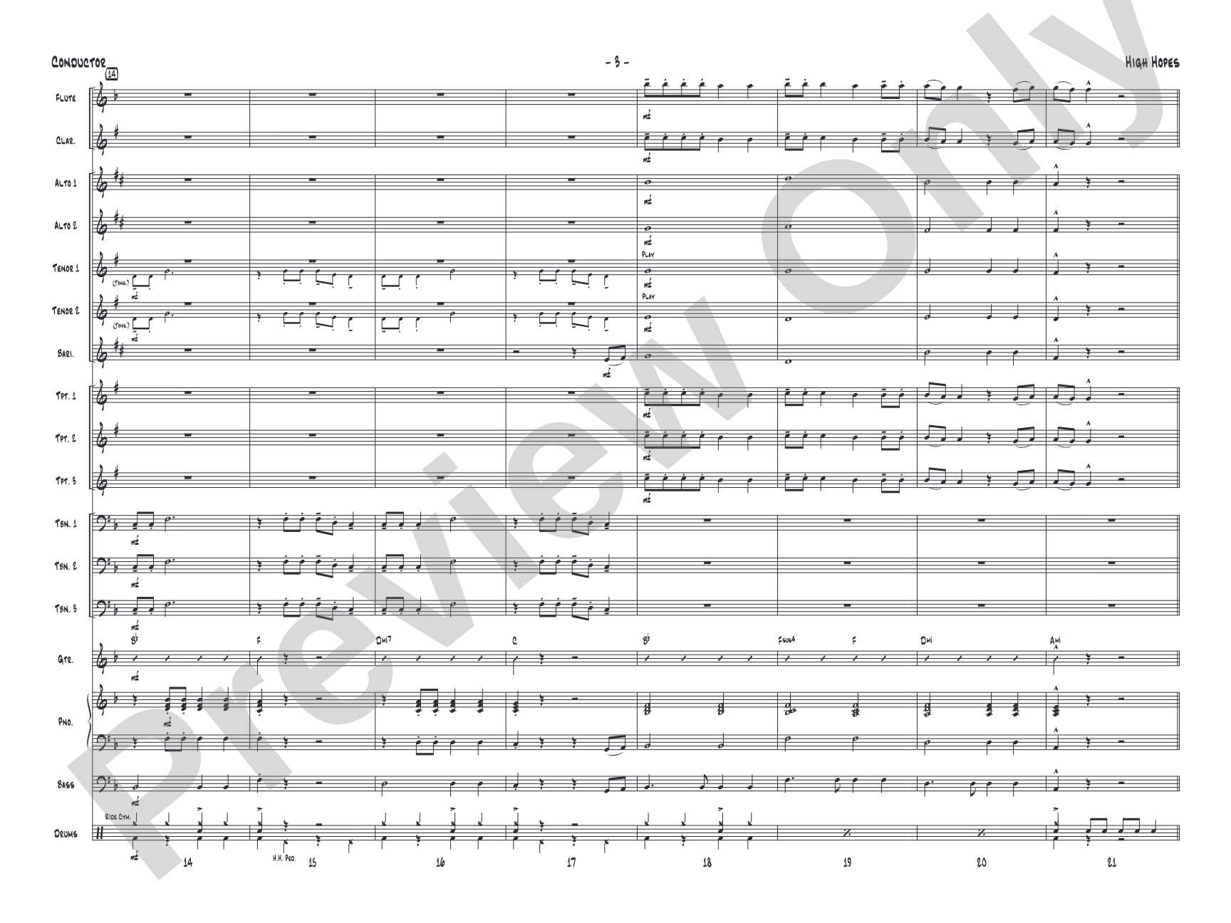 High Hopes: Jazz Ensemble Conductor Score & Parts