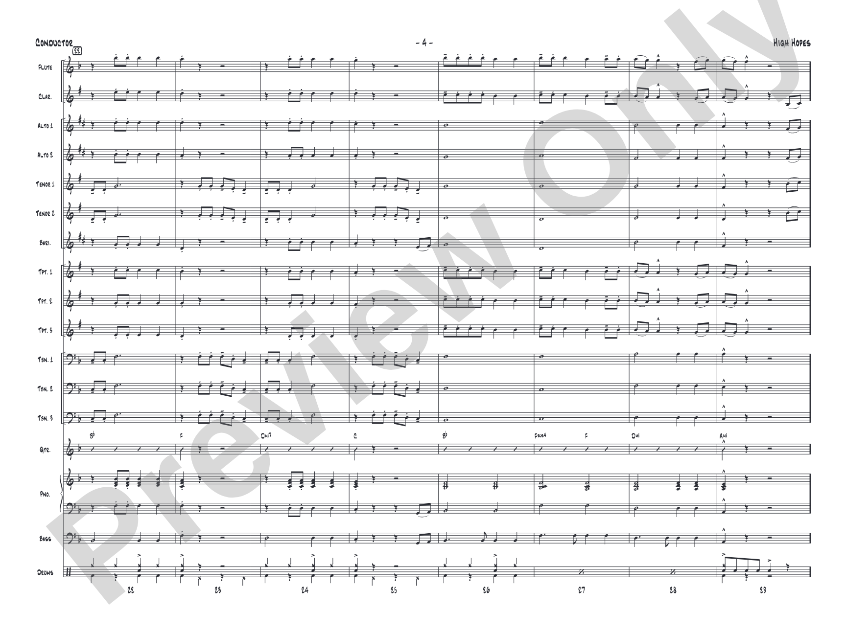 High Hopes: Jazz Ensemble Conductor Score & Parts