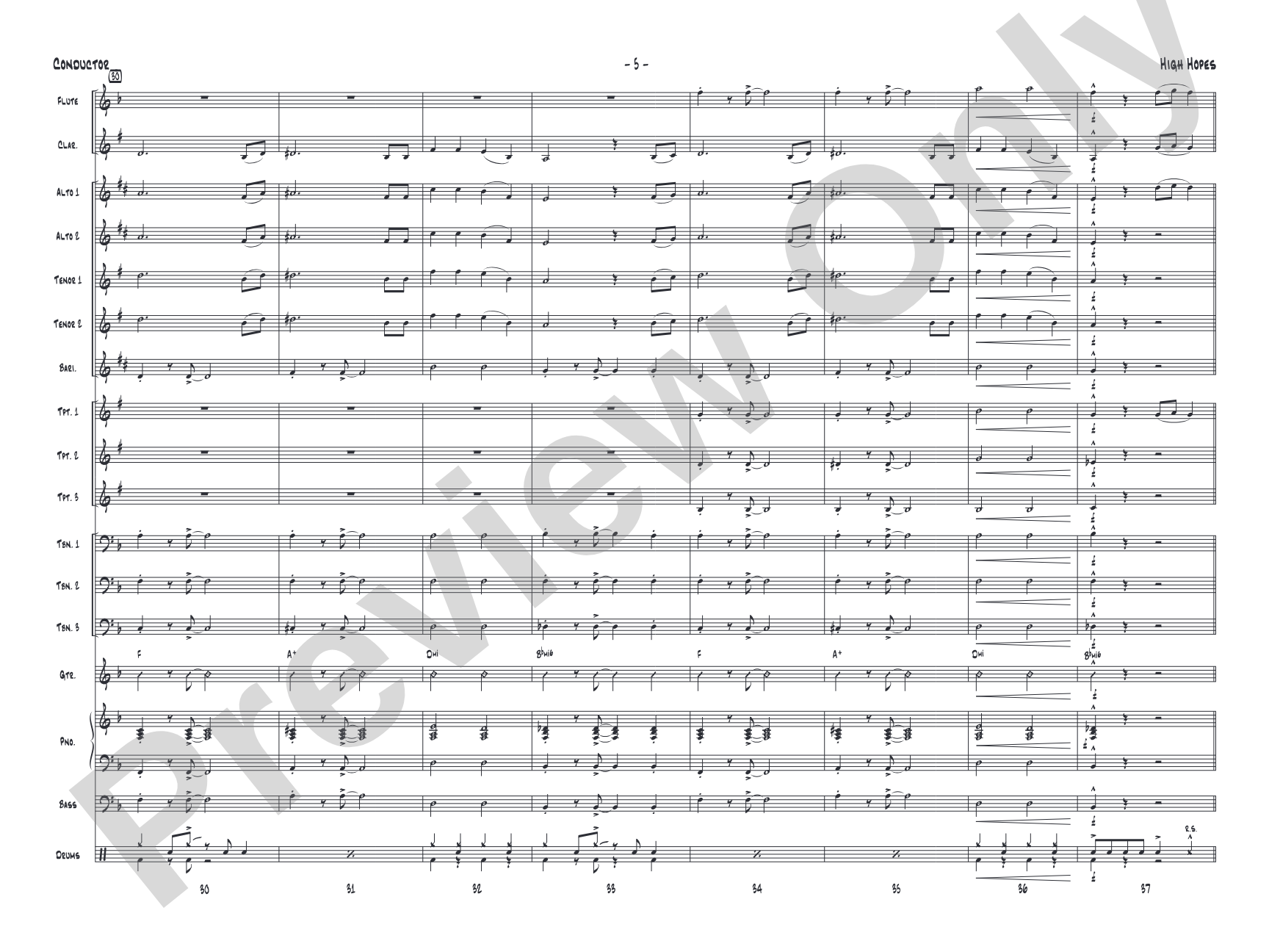 High Hopes: Jazz Ensemble Conductor Score & Parts