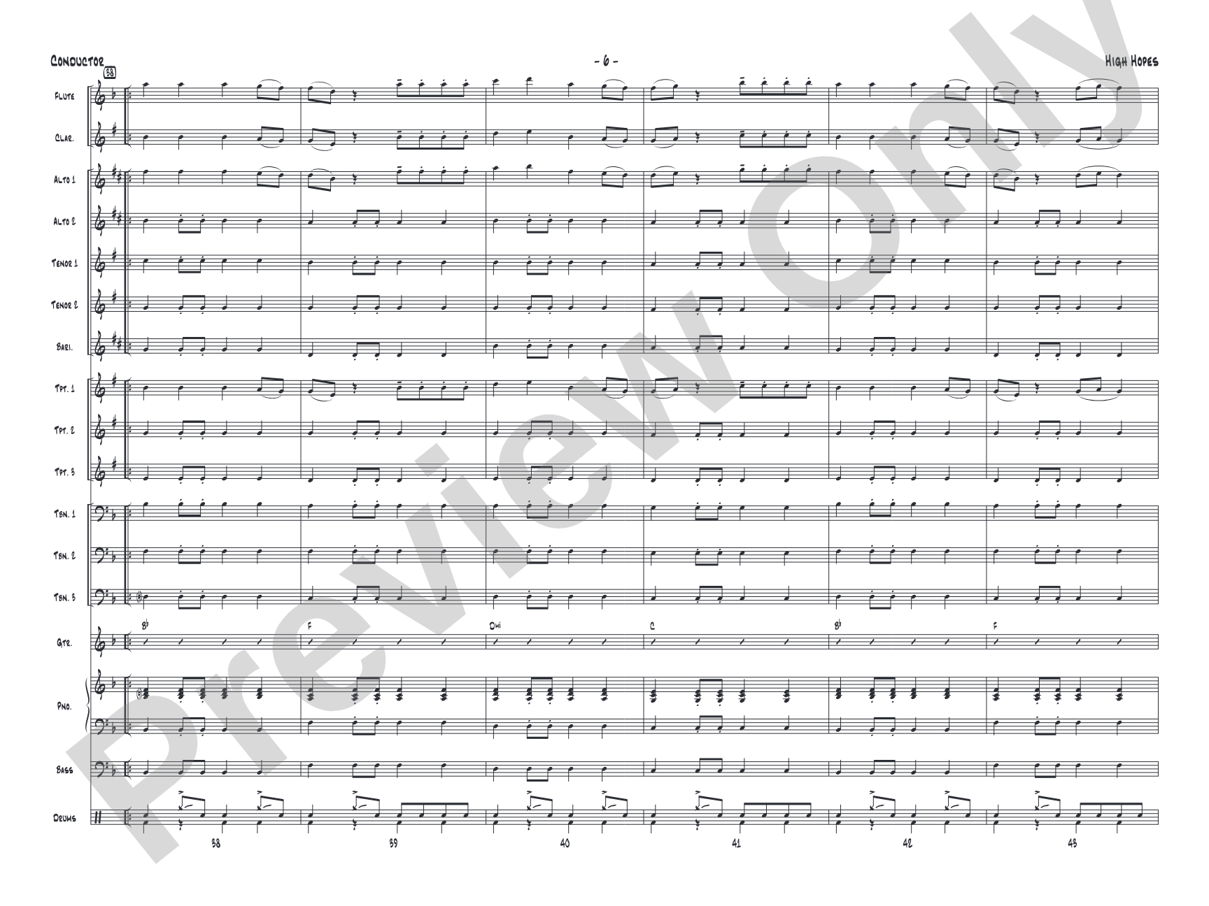 High Hopes: Jazz Ensemble Conductor Score & Parts