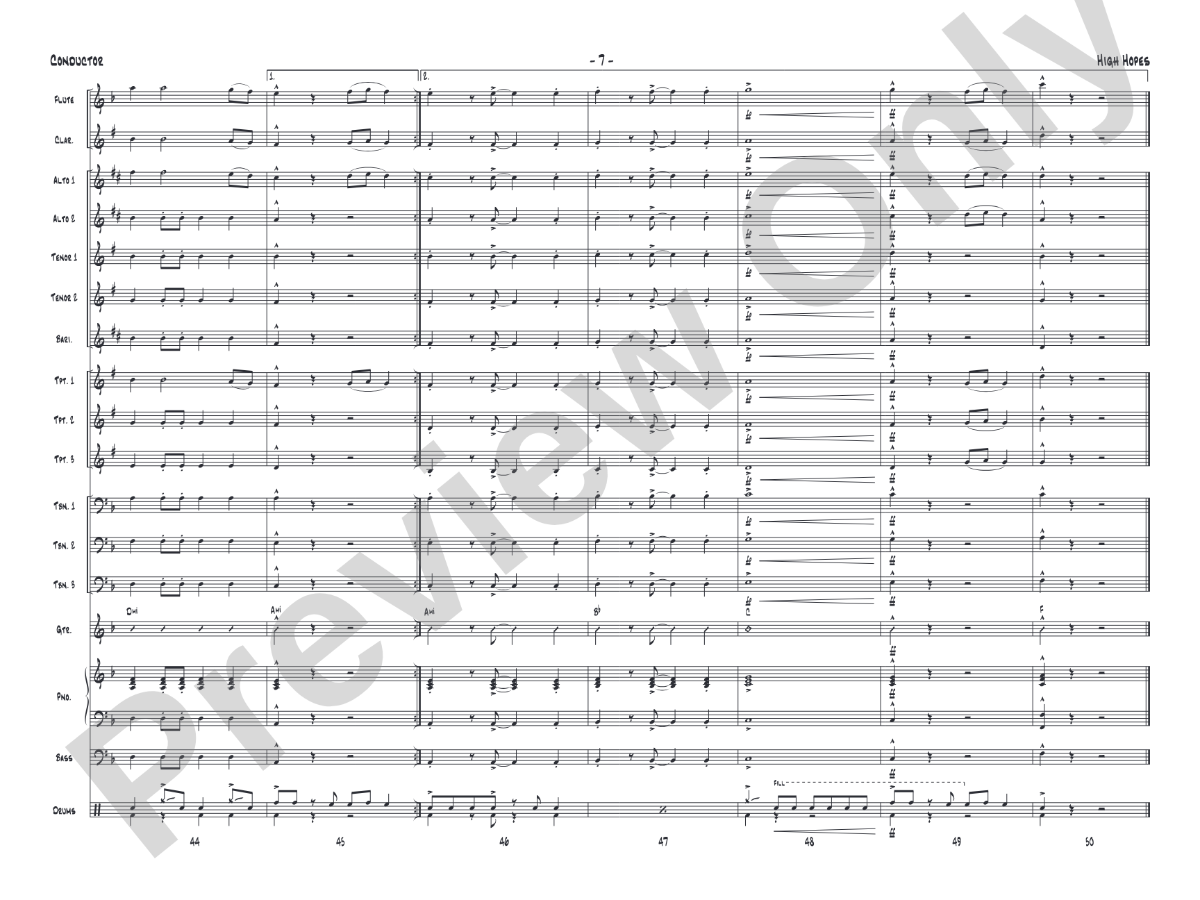 High Hopes: Jazz Ensemble Conductor Score & Parts