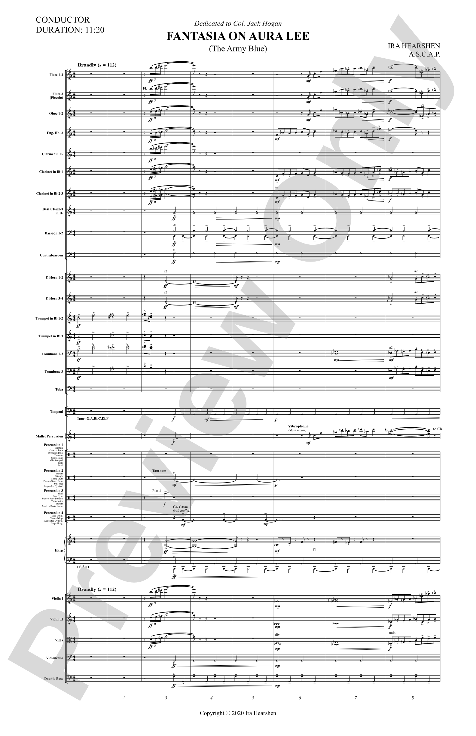 Fantasia on Aura Lee: Full Orchestra Conductor Score & Parts