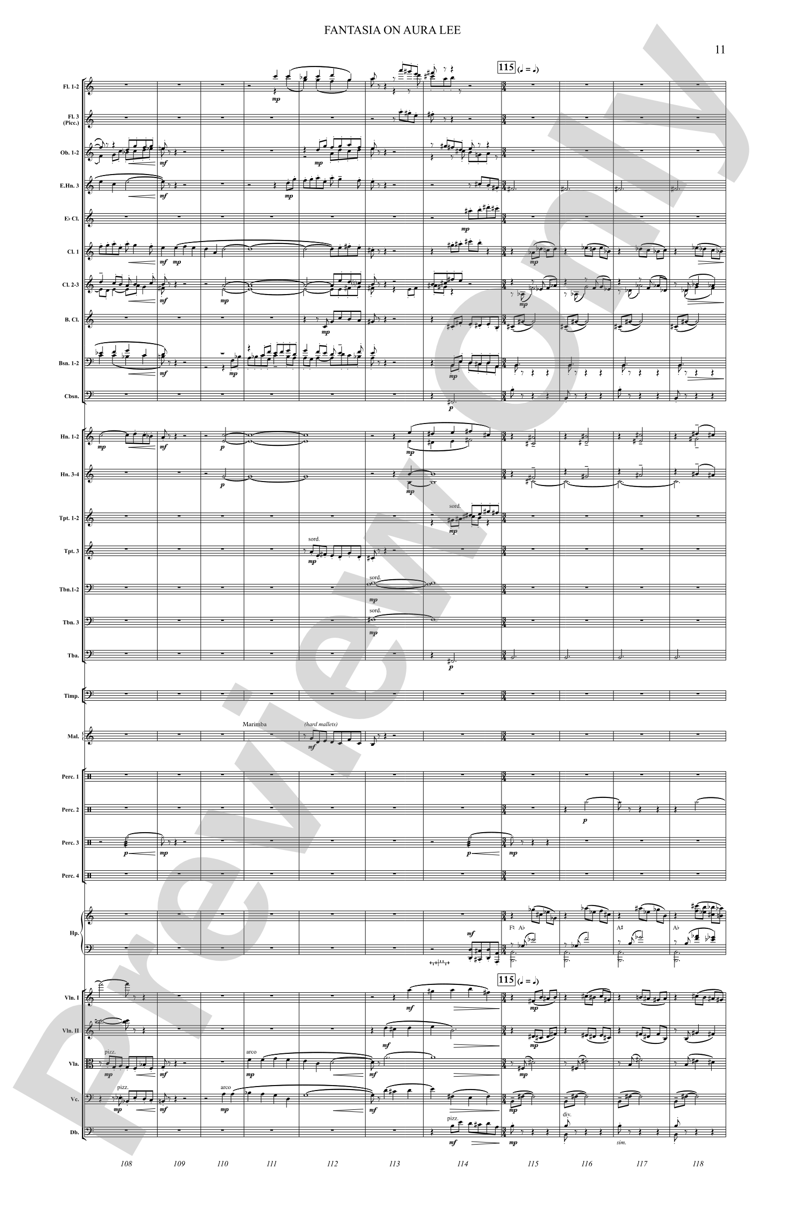 Fantasia on Aura Lee: Full Orchestra Conductor Score & Parts