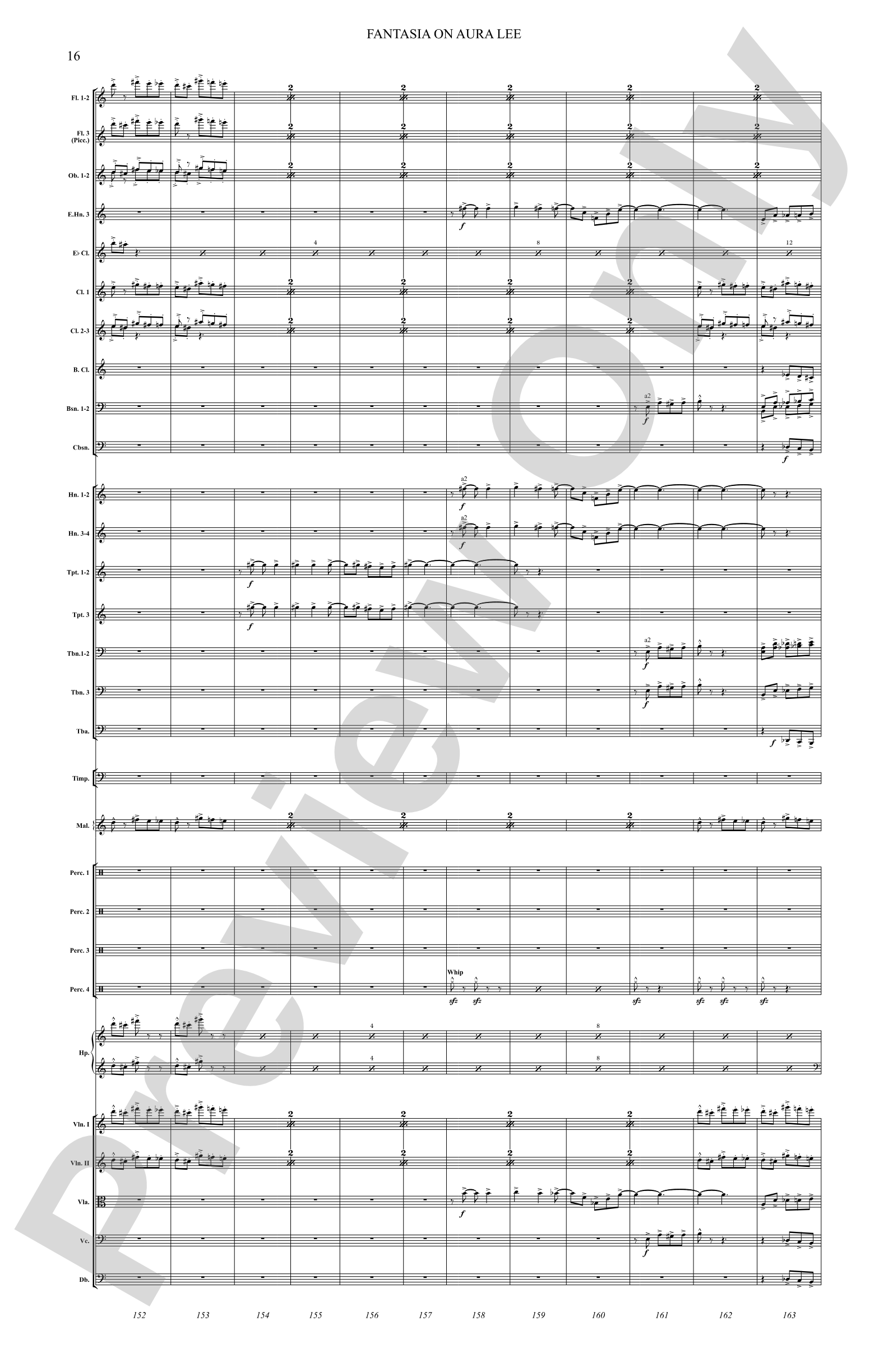 Fantasia on Aura Lee: Full Orchestra Conductor Score & Parts