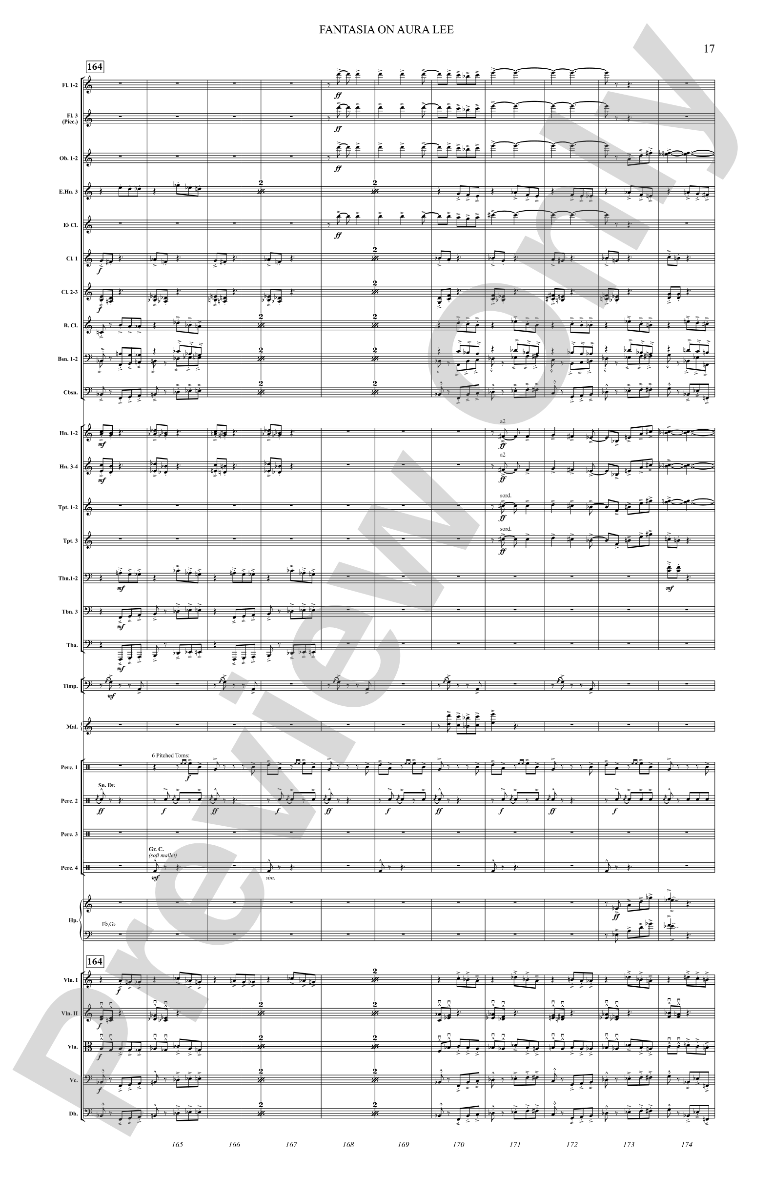Fantasia on Aura Lee: Full Orchestra Conductor Score & Parts