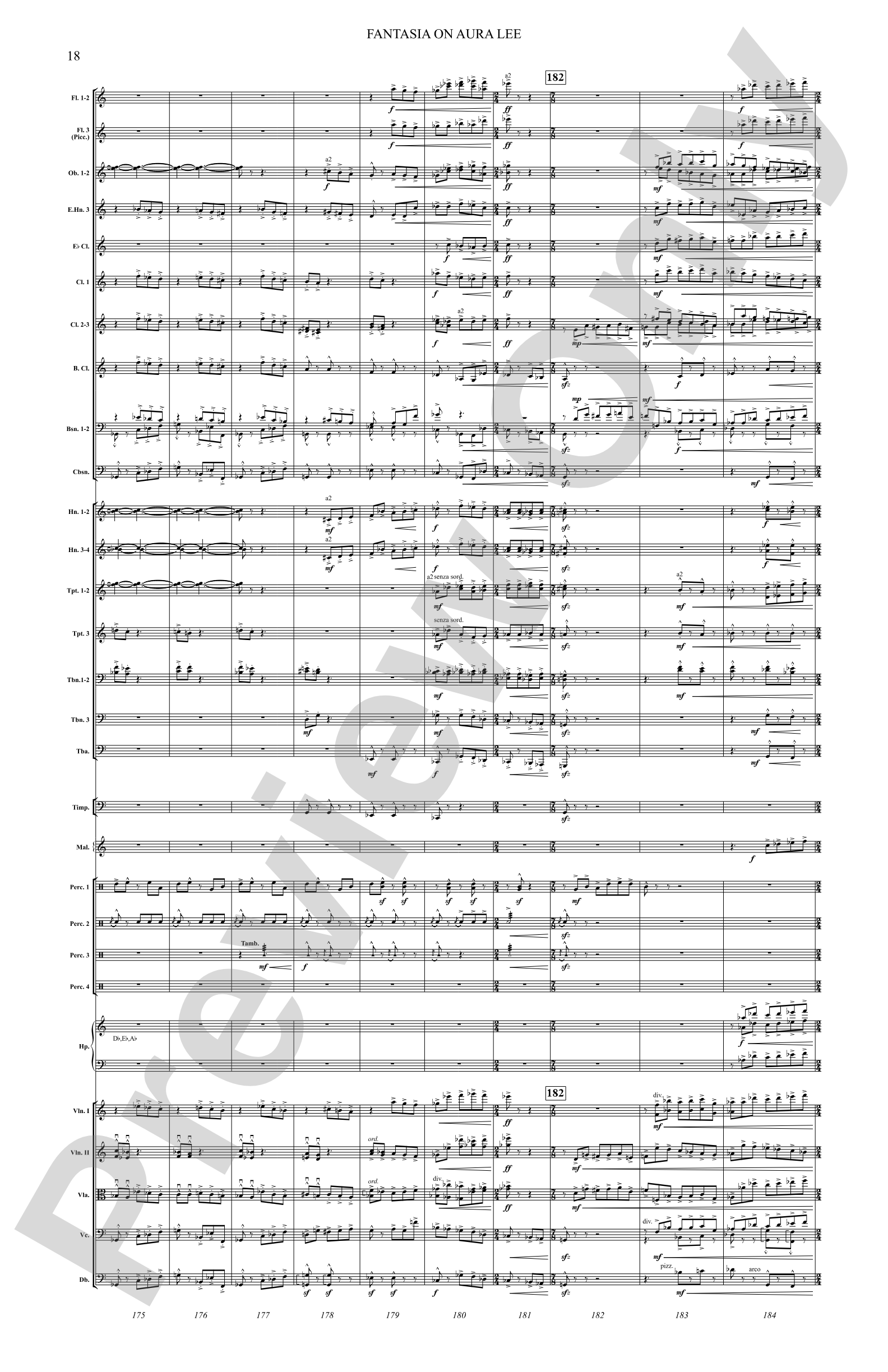 Fantasia on Aura Lee: Full Orchestra Conductor Score & Parts