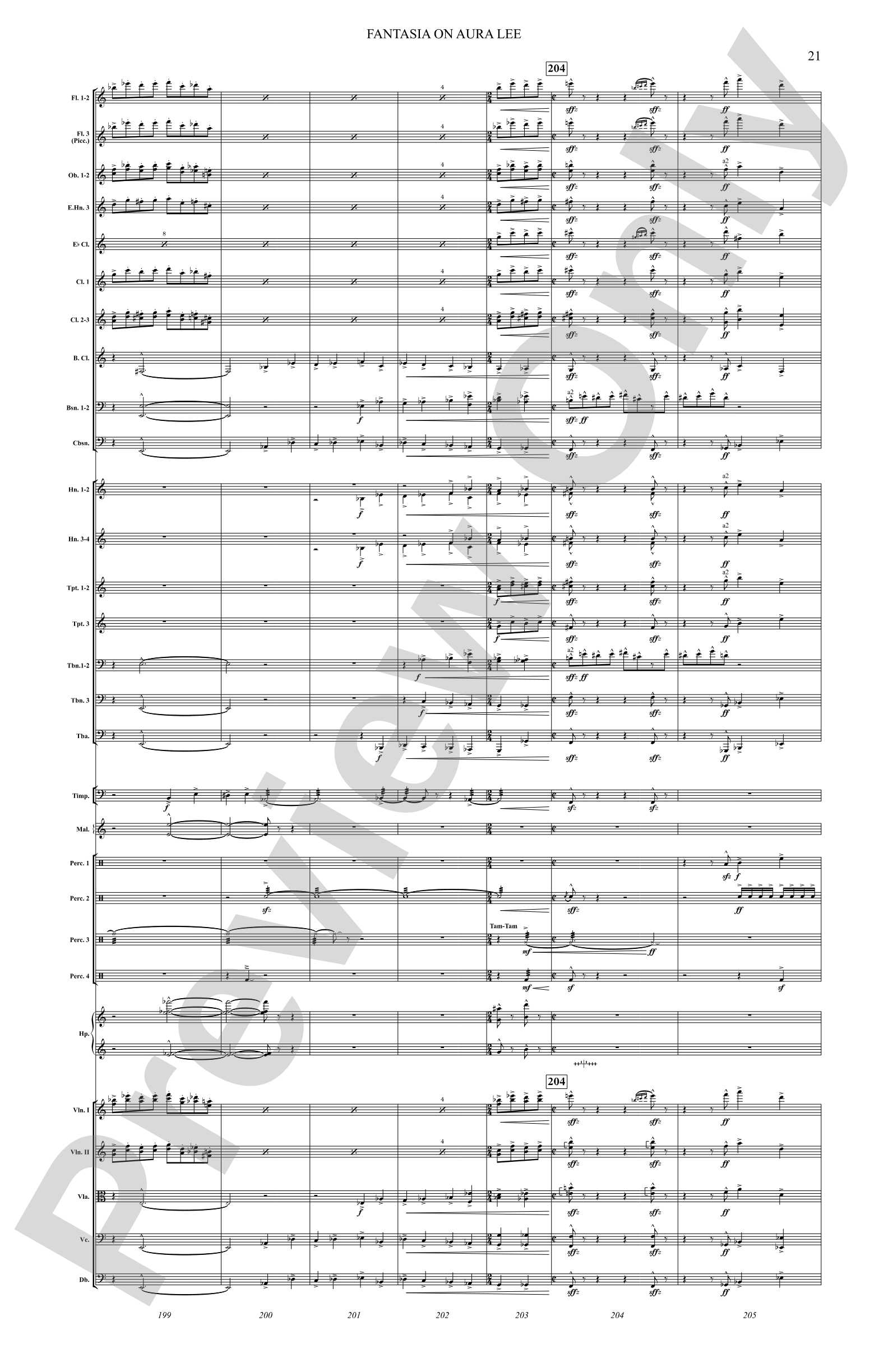 Fantasia on Aura Lee: Full Orchestra Conductor Score & Parts
