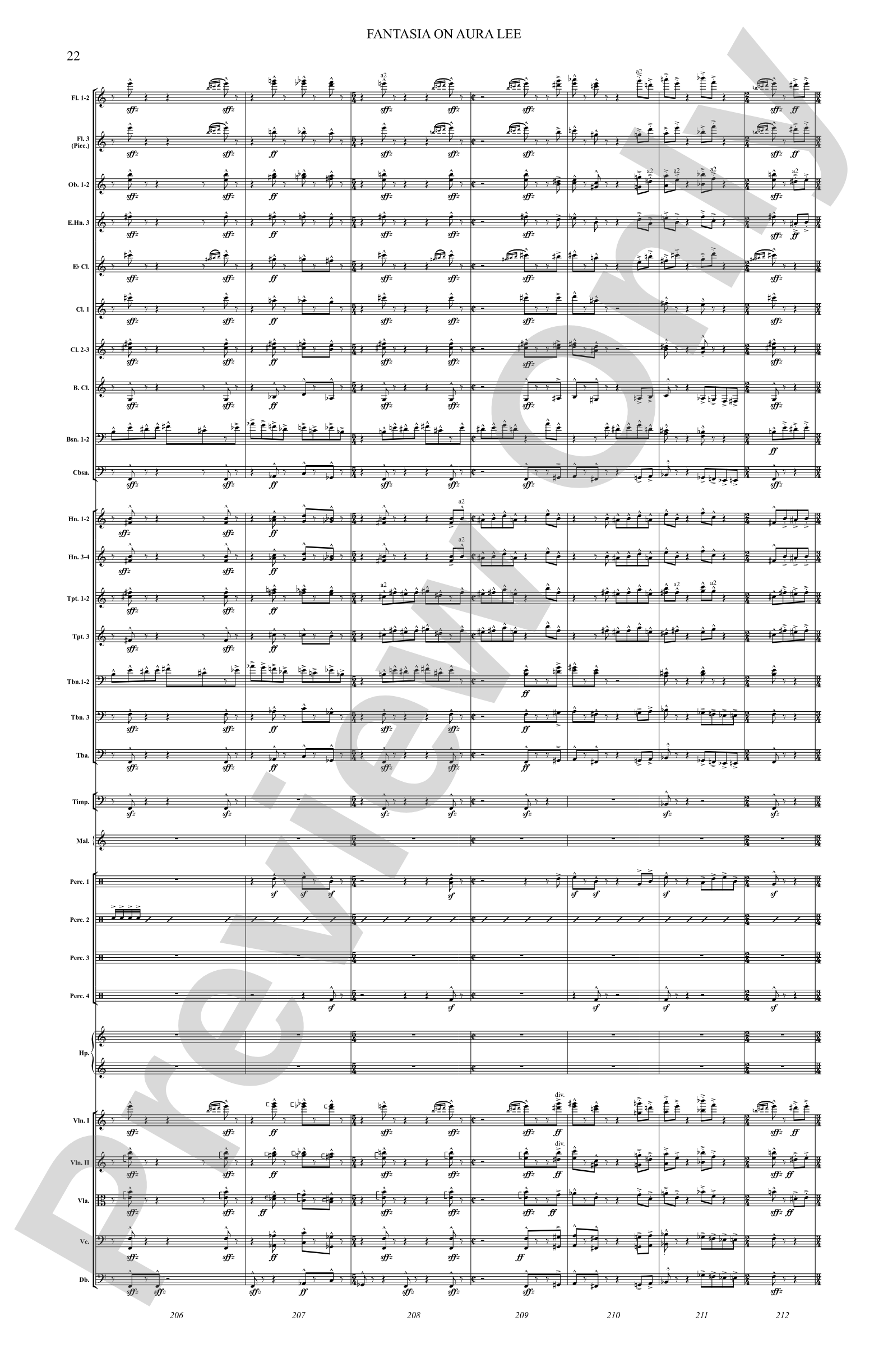 Fantasia on Aura Lee: Full Orchestra Conductor Score & Parts