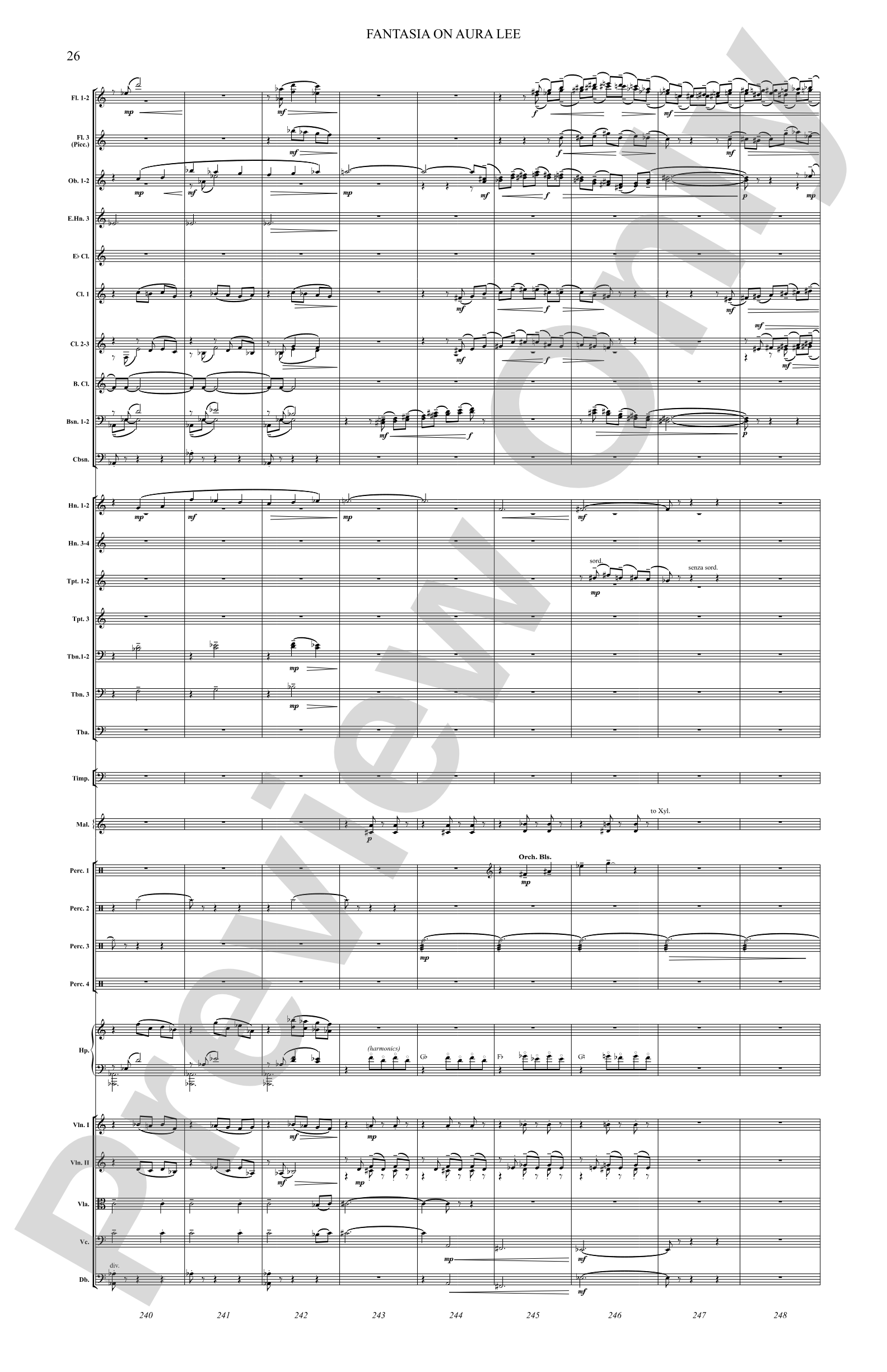 Fantasia on Aura Lee: Full Orchestra Conductor Score & Parts