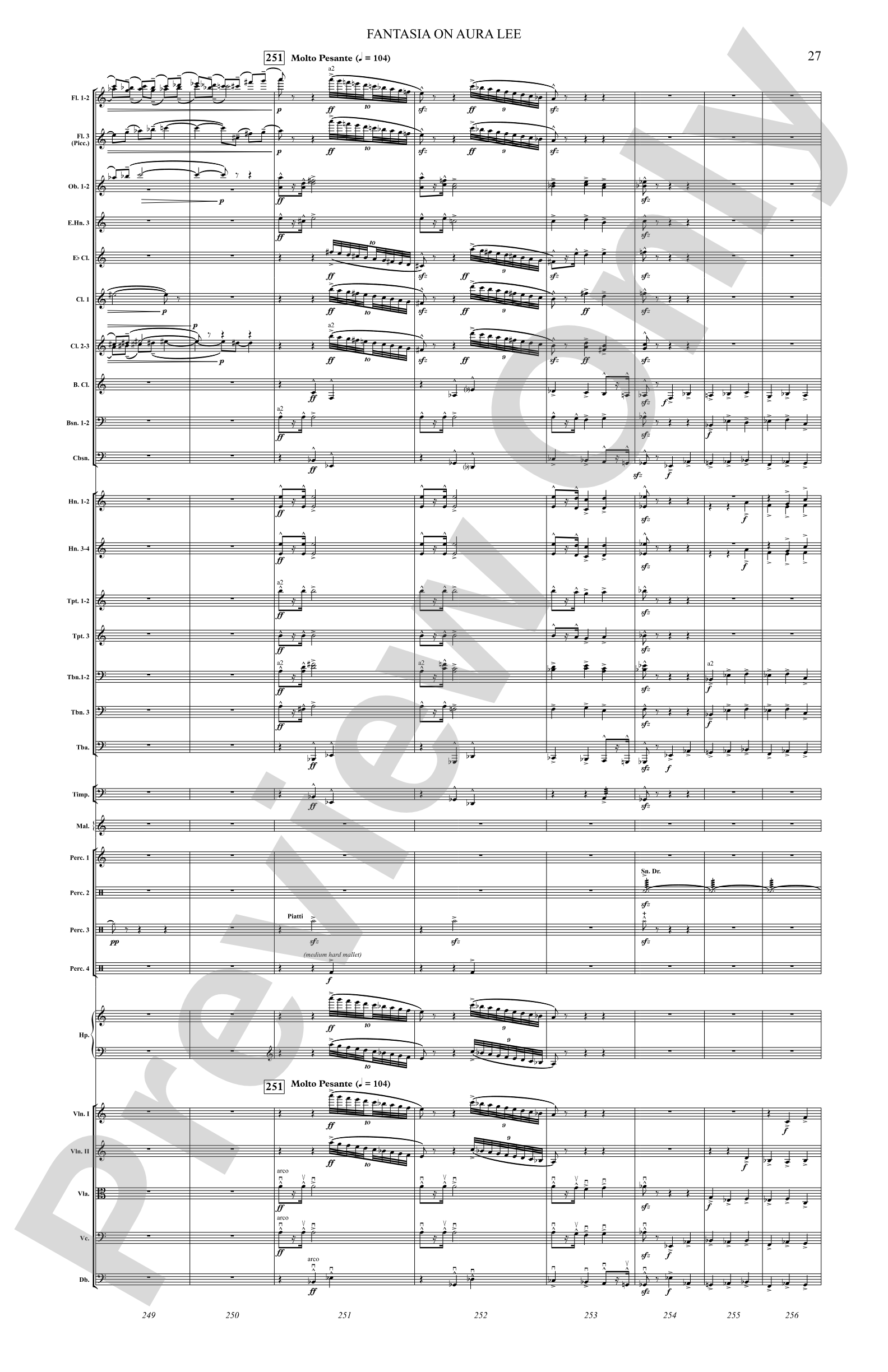Fantasia on Aura Lee: Full Orchestra Conductor Score & Parts