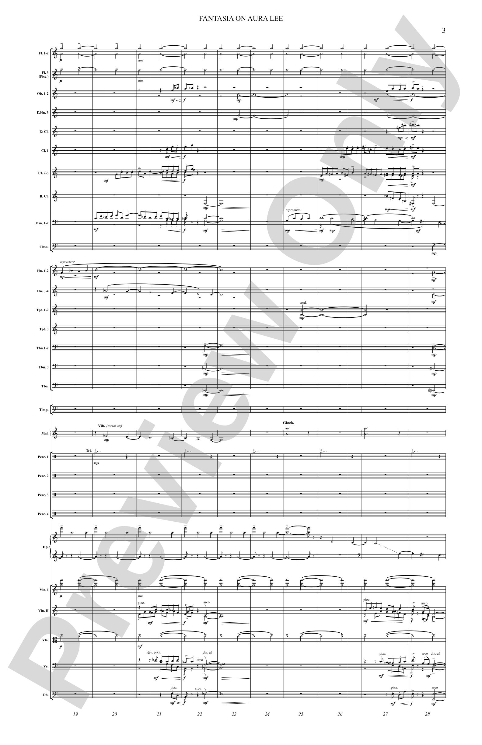 Fantasia on Aura Lee: Full Orchestra Conductor Score & Parts