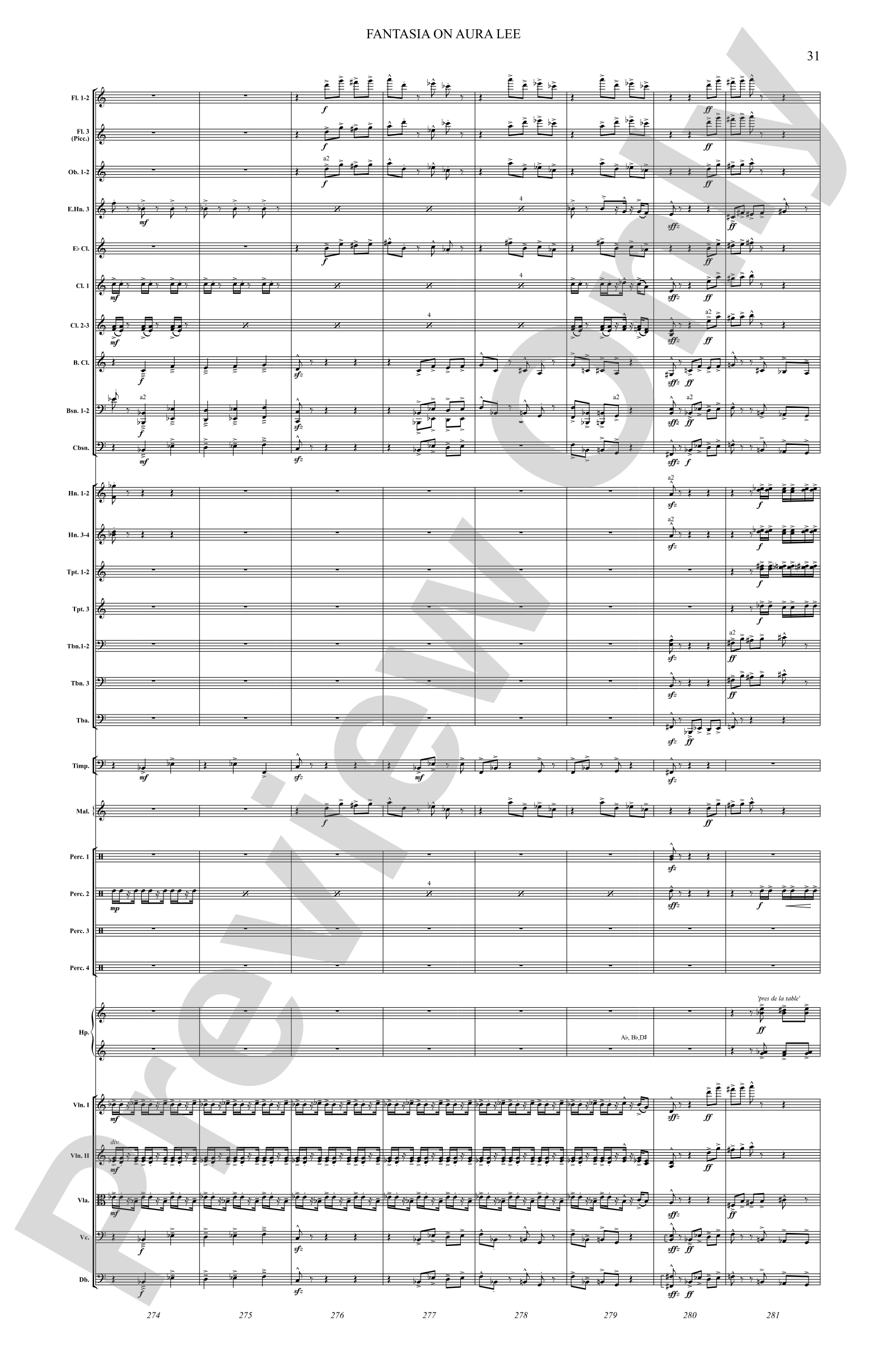 Fantasia on Aura Lee: Full Orchestra Conductor Score & Parts