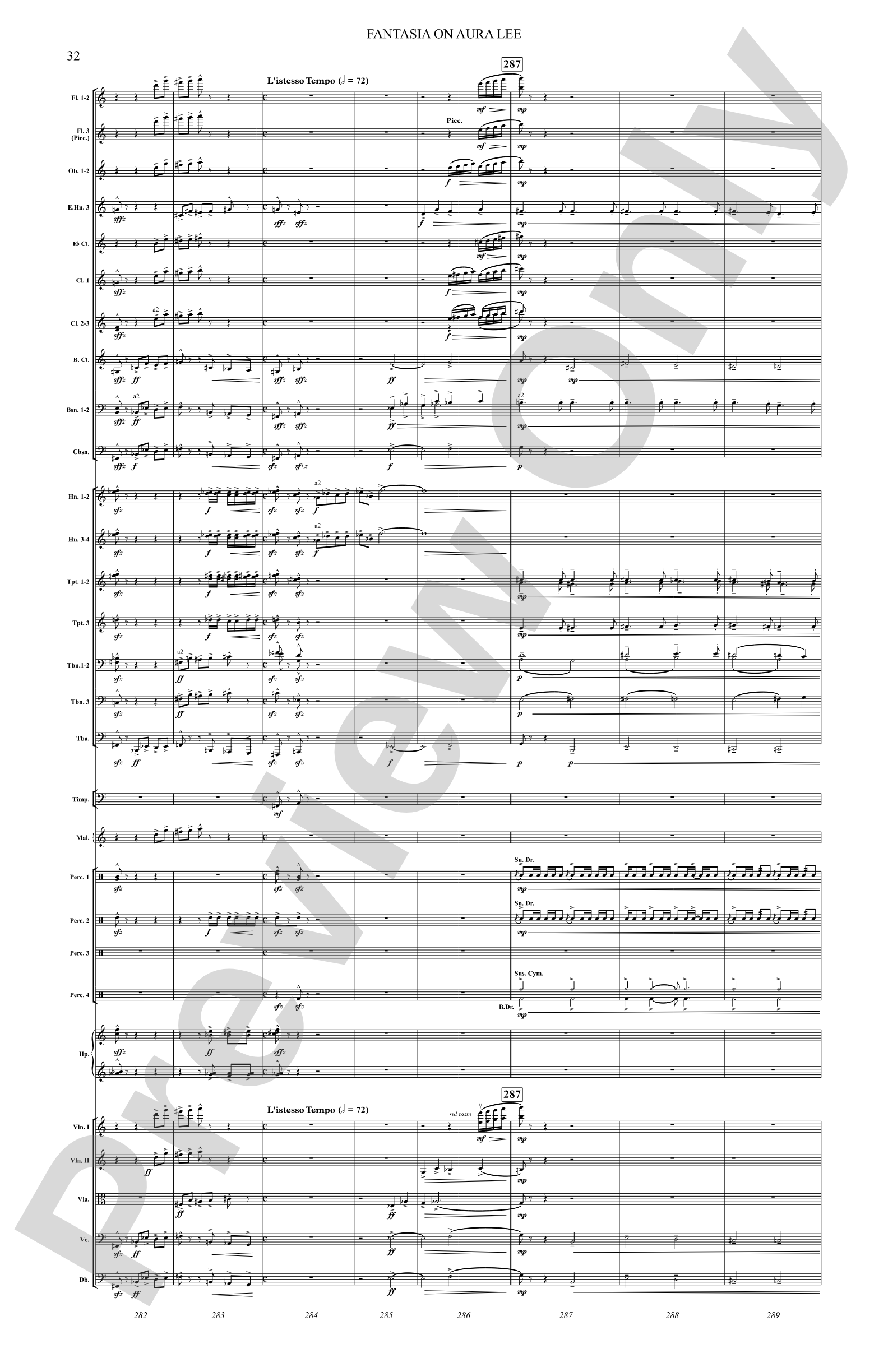 Fantasia on Aura Lee: Full Orchestra Conductor Score & Parts