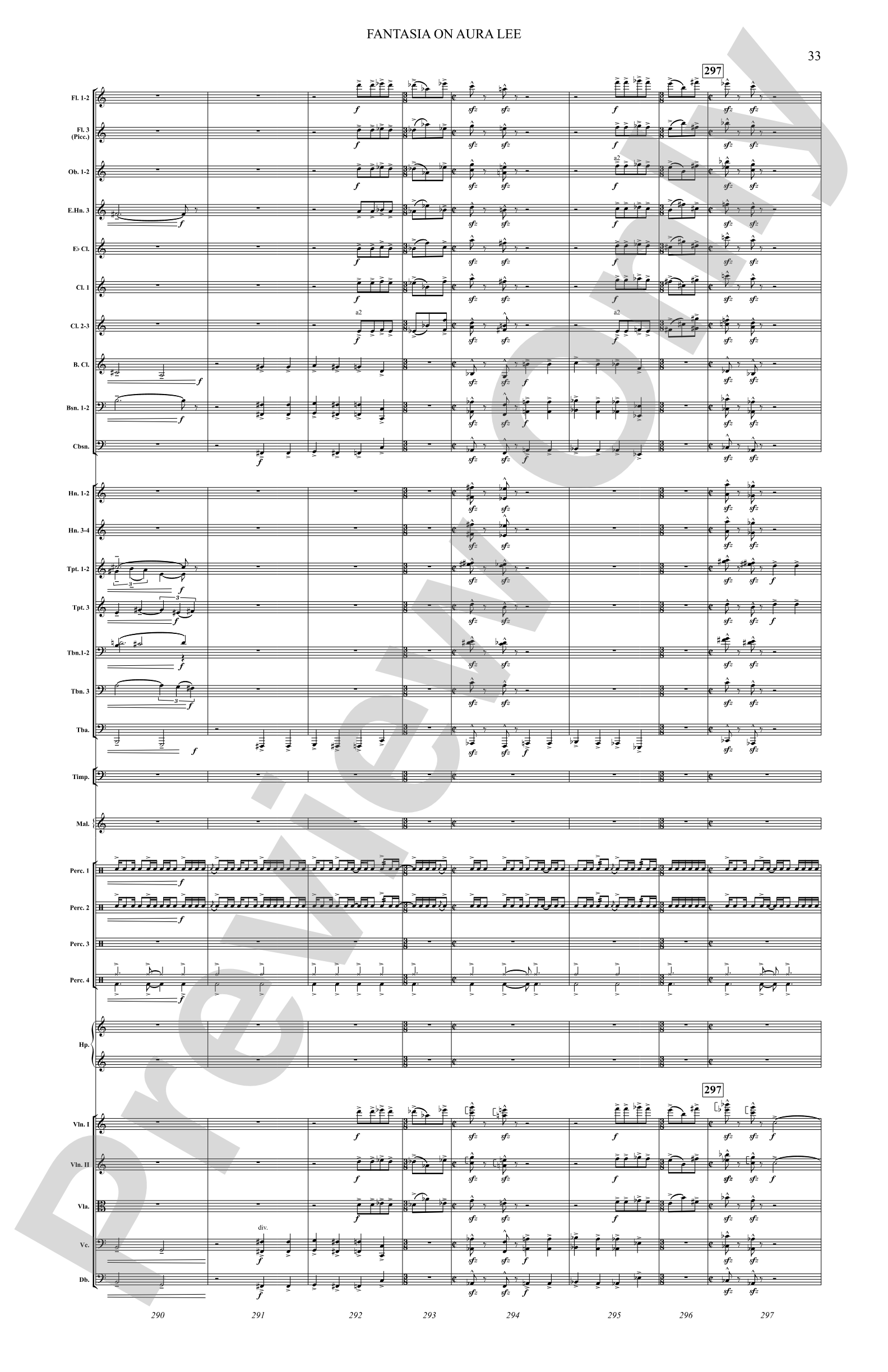 Fantasia on Aura Lee: Full Orchestra Conductor Score & Parts