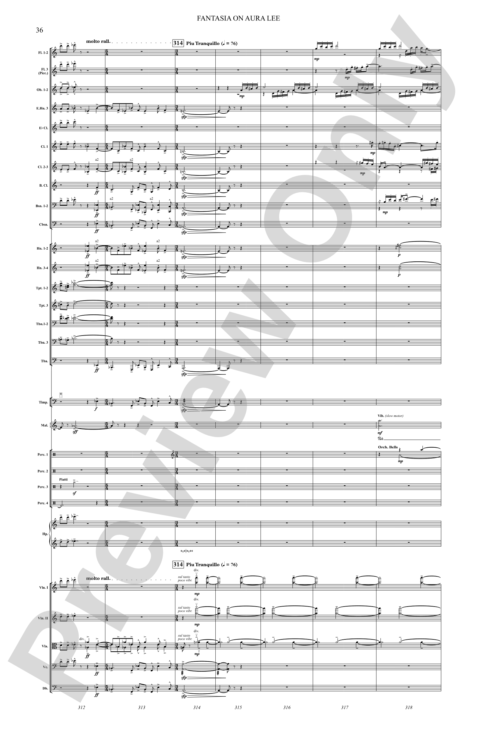 Fantasia on Aura Lee: Full Orchestra Conductor Score & Parts