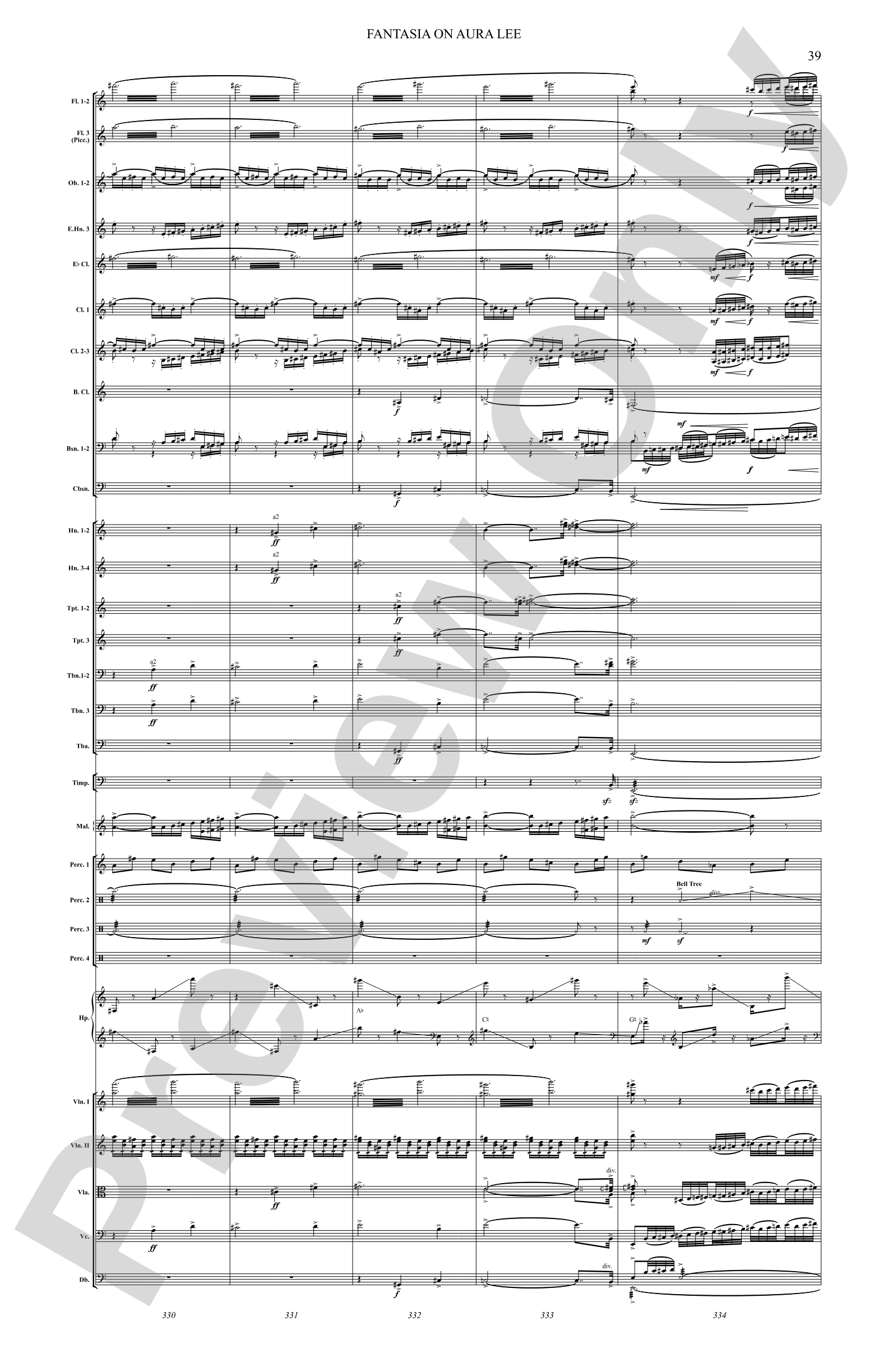 Fantasia on Aura Lee: Full Orchestra Conductor Score & Parts
