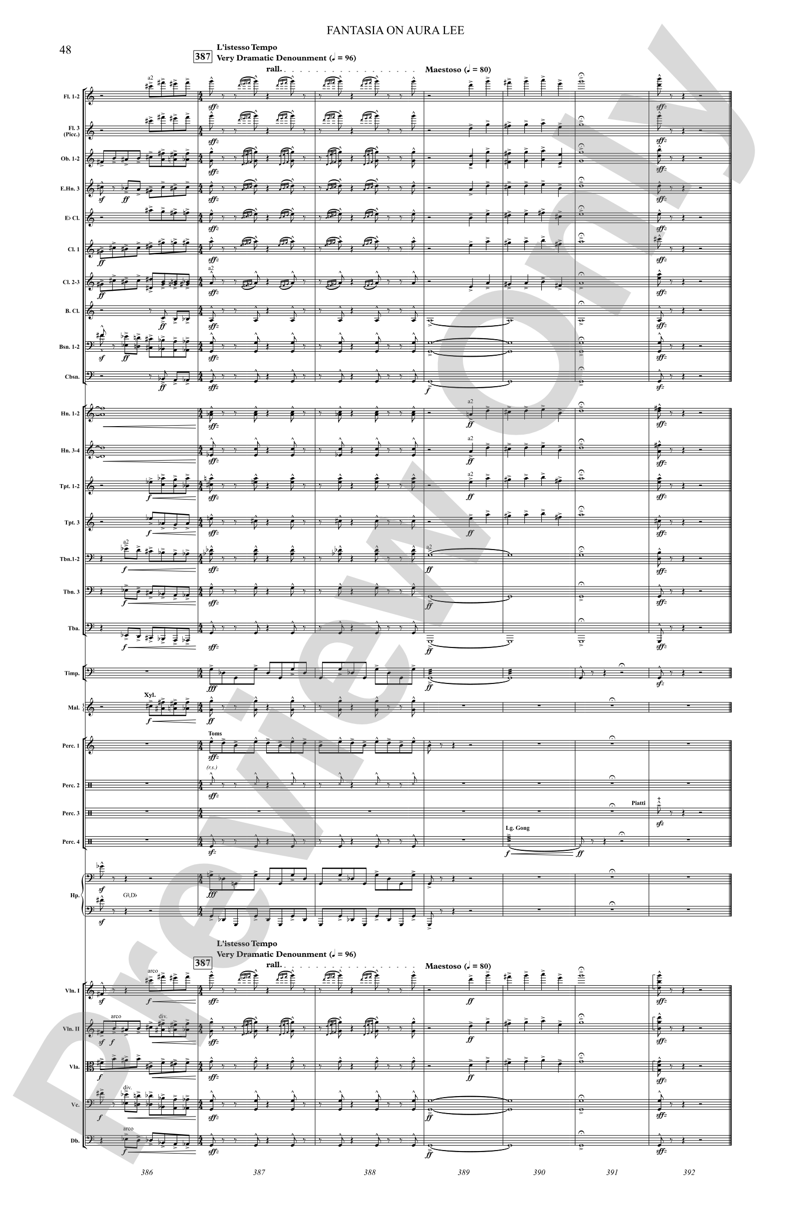 Fantasia on Aura Lee: Full Orchestra Conductor Score & Parts
