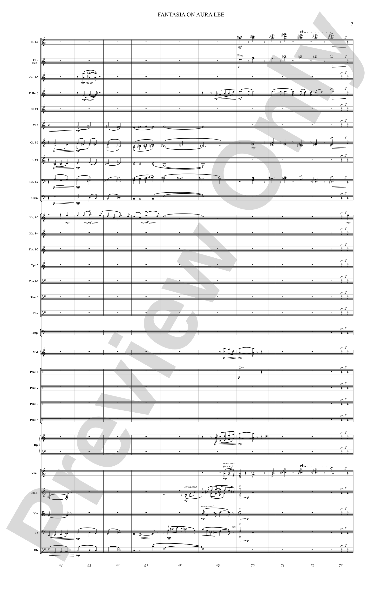 Fantasia on Aura Lee: Full Orchestra Conductor Score & Parts