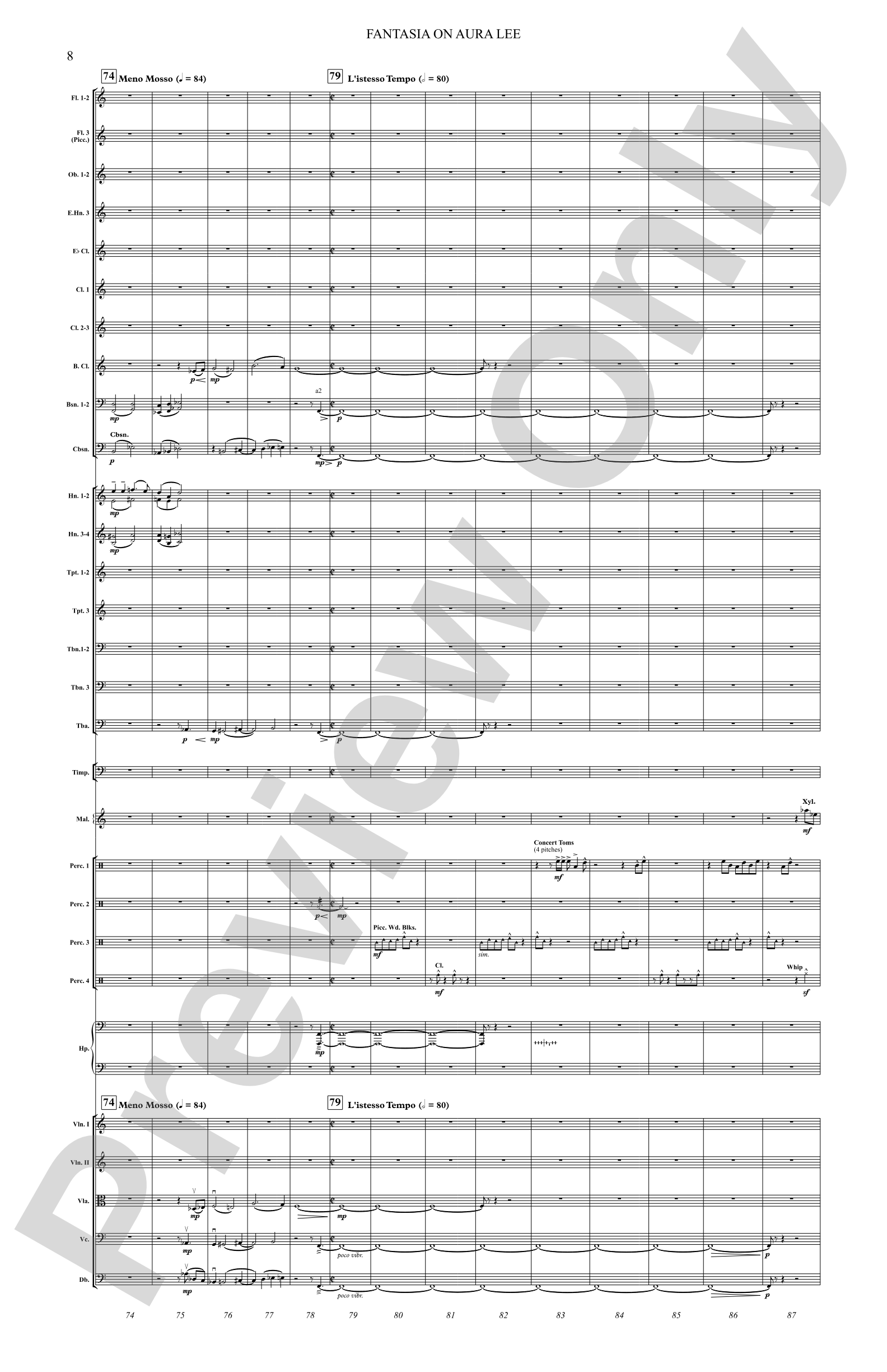 Fantasia on Aura Lee: Full Orchestra Conductor Score & Parts