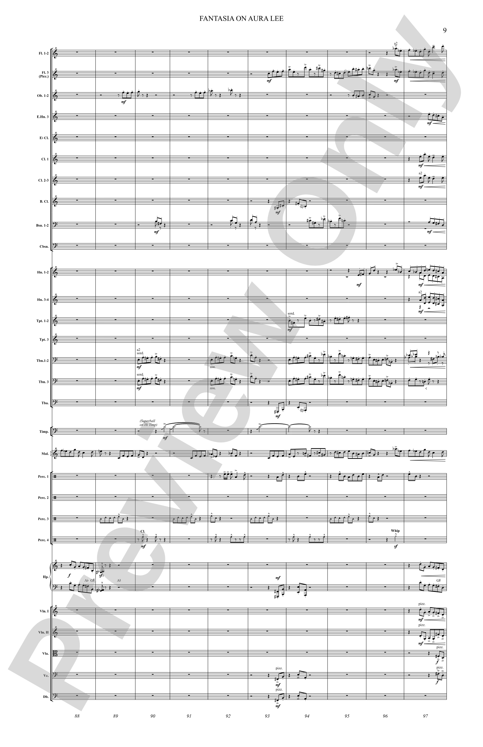 Fantasia on Aura Lee: Full Orchestra Conductor Score & Parts