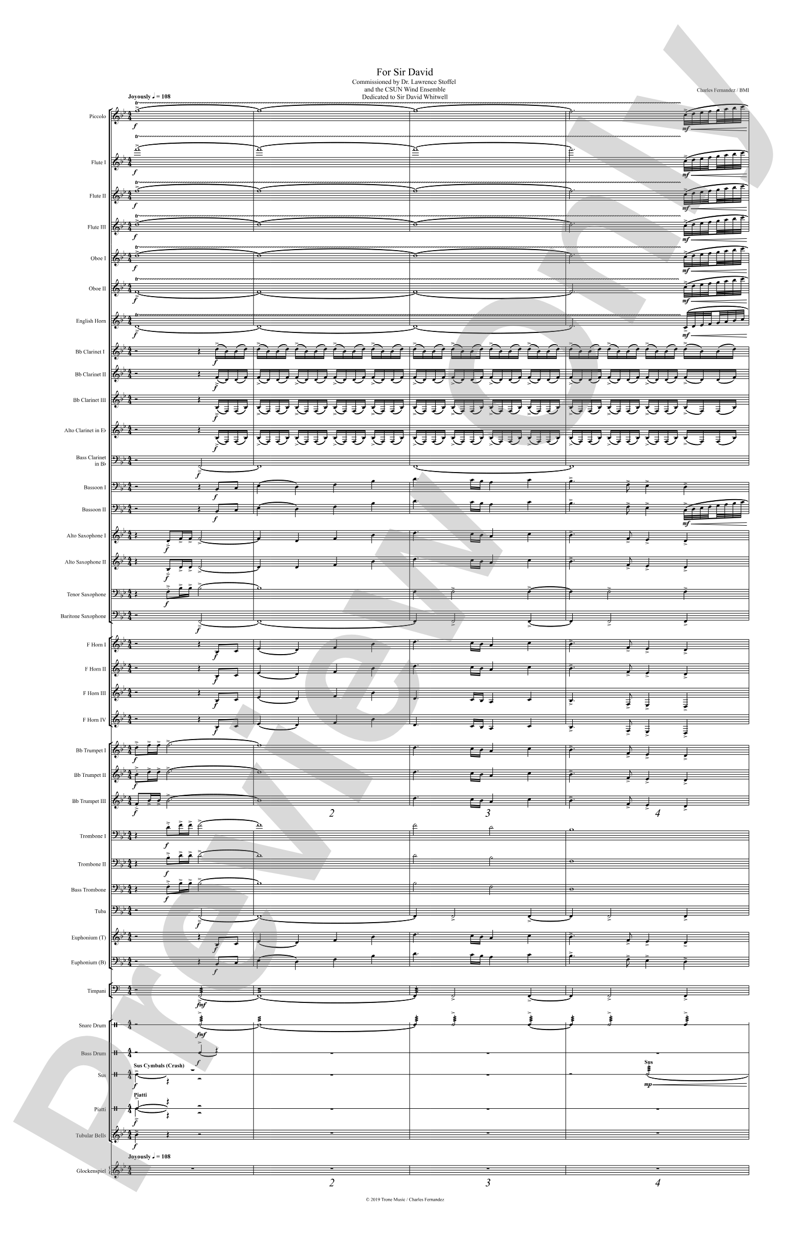 For Sir David: Concert Band Conductor Score & Parts