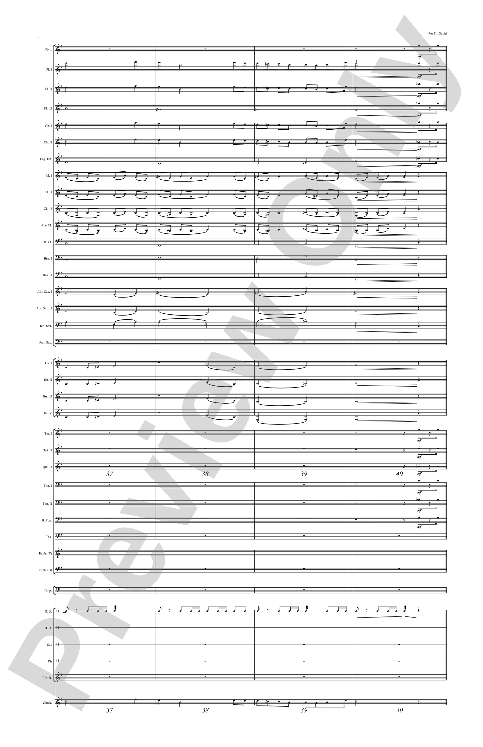 For Sir David: Concert Band Conductor Score & Parts