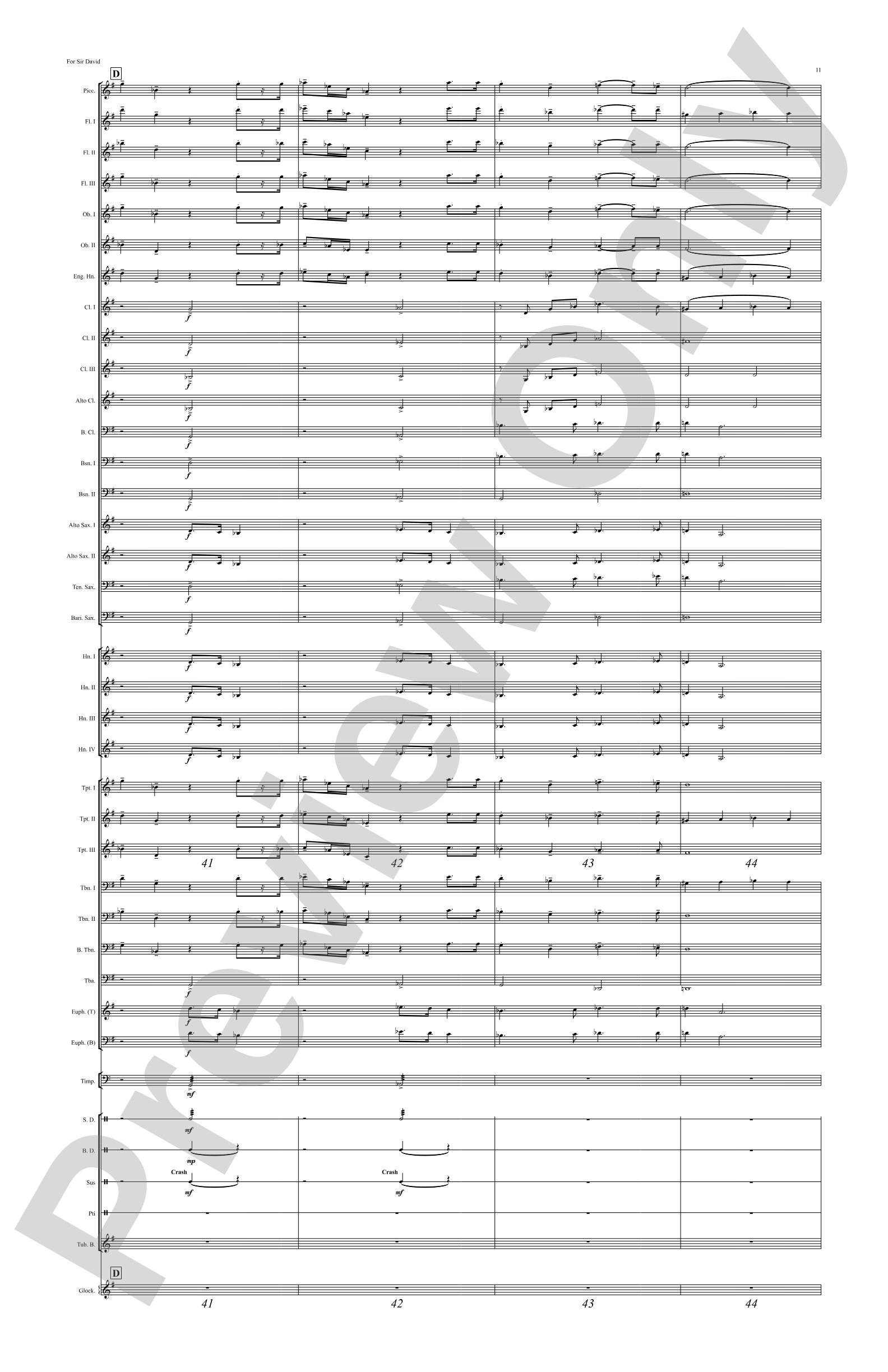 For Sir David: Concert Band Conductor Score & Parts