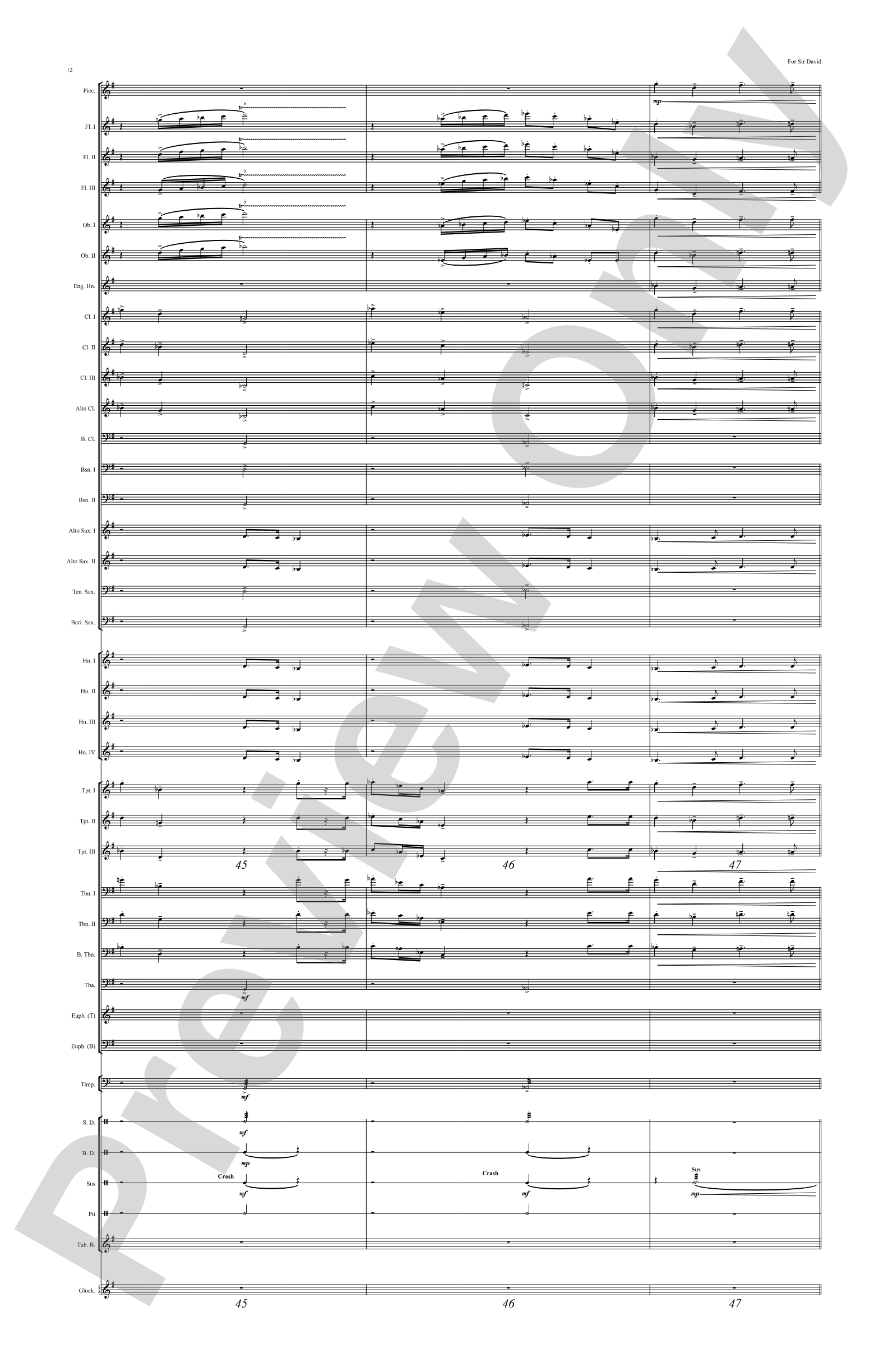 For Sir David: Concert Band Conductor Score & Parts