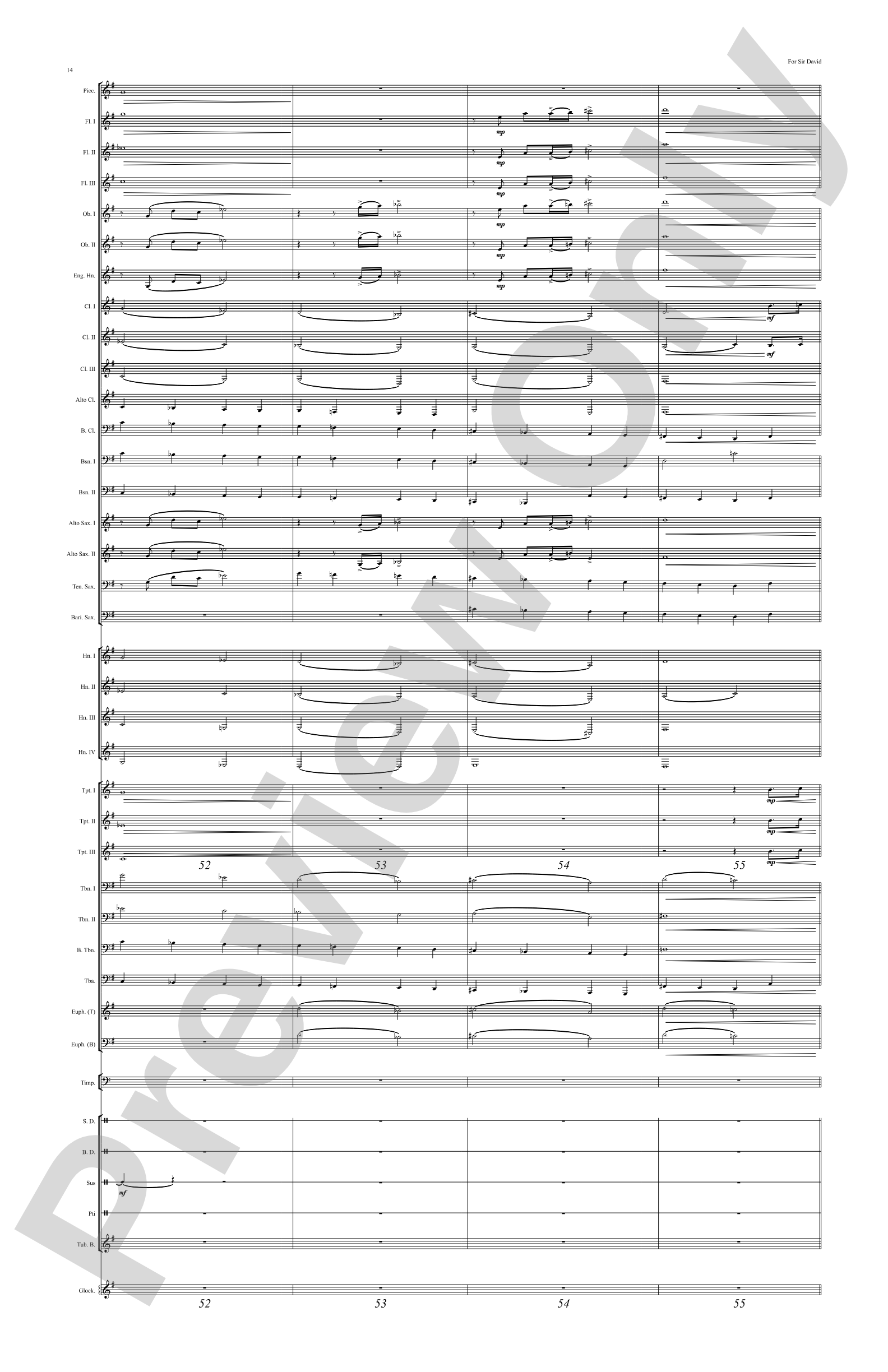 For Sir David: Concert Band Conductor Score & Parts