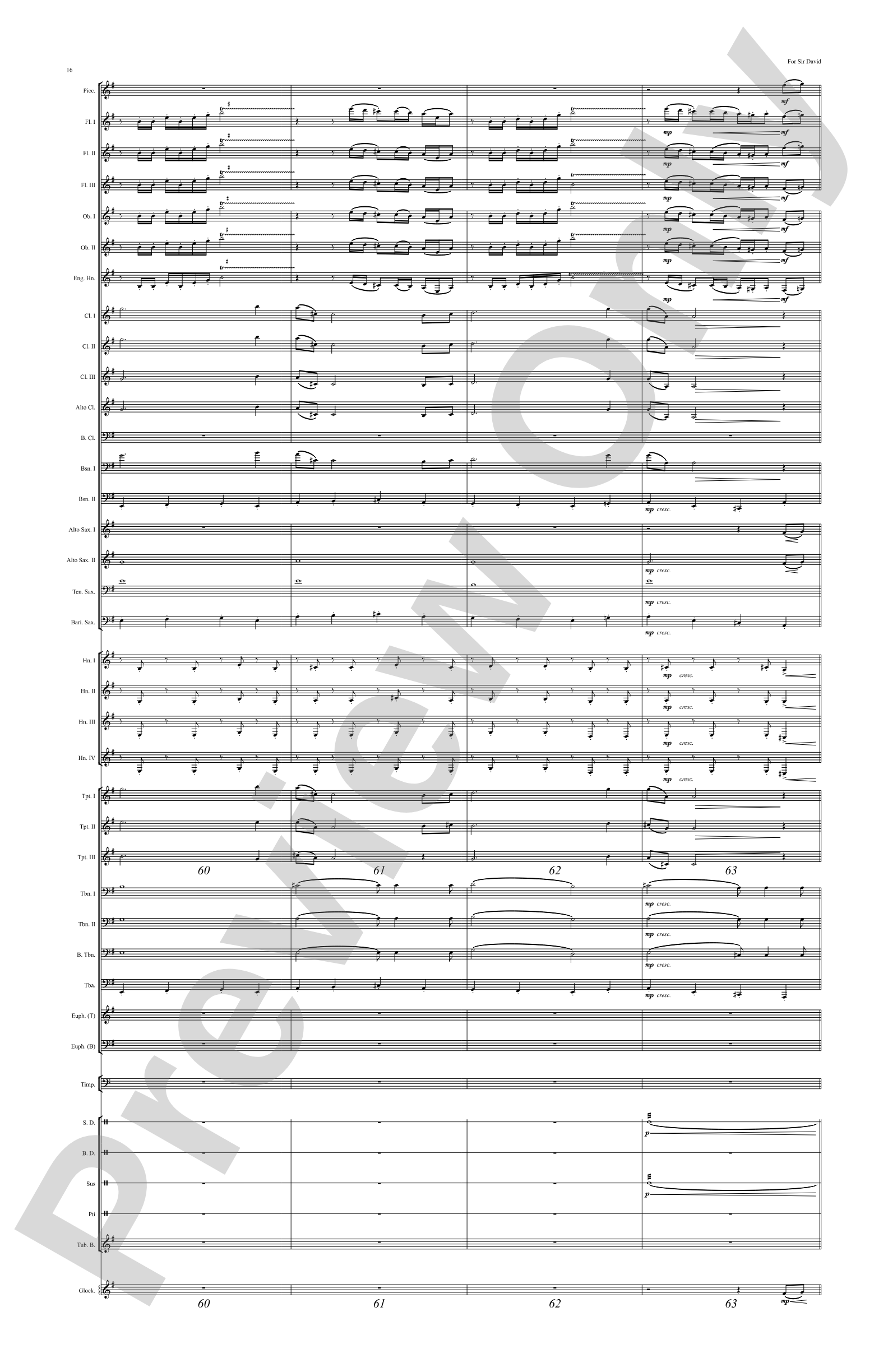 For Sir David: Concert Band Conductor Score & Parts