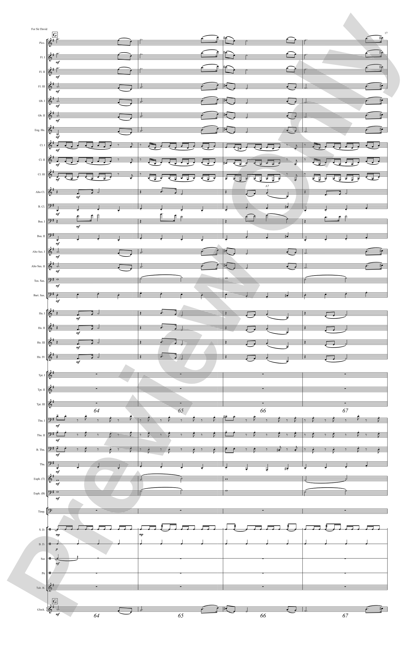For Sir David: Concert Band Conductor Score & Parts