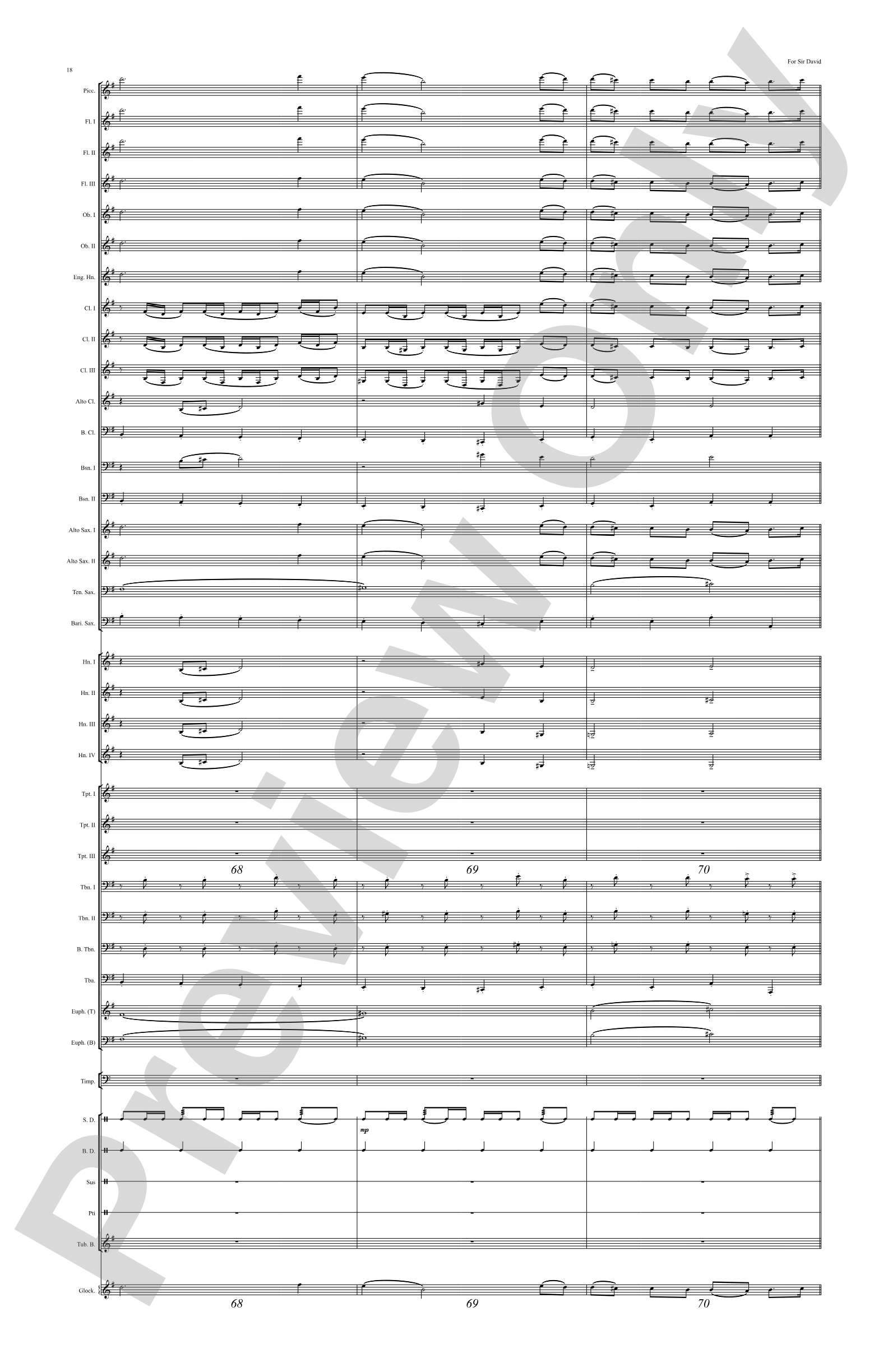 For Sir David: Concert Band Conductor Score & Parts