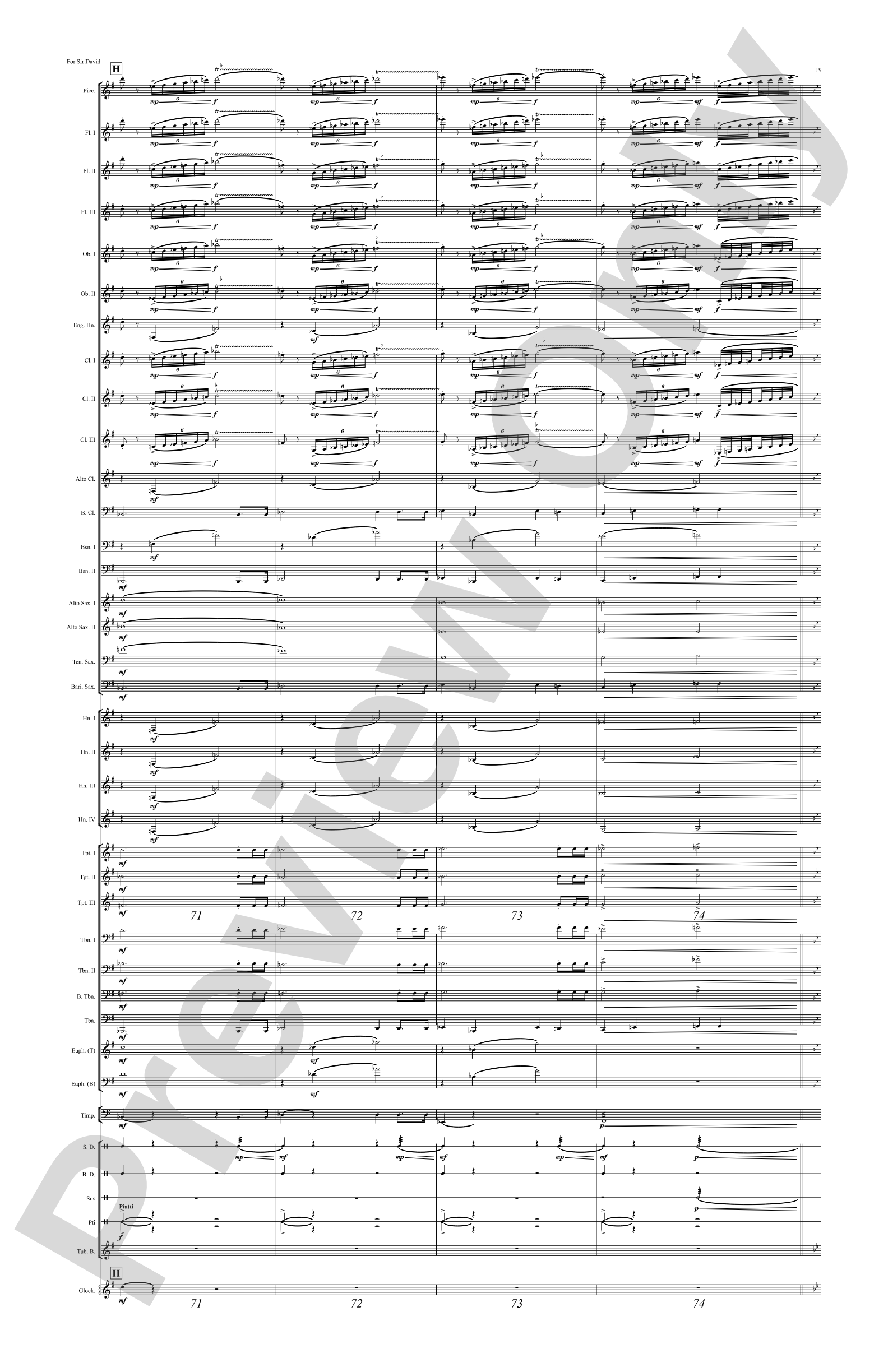 For Sir David: Concert Band Conductor Score & Parts