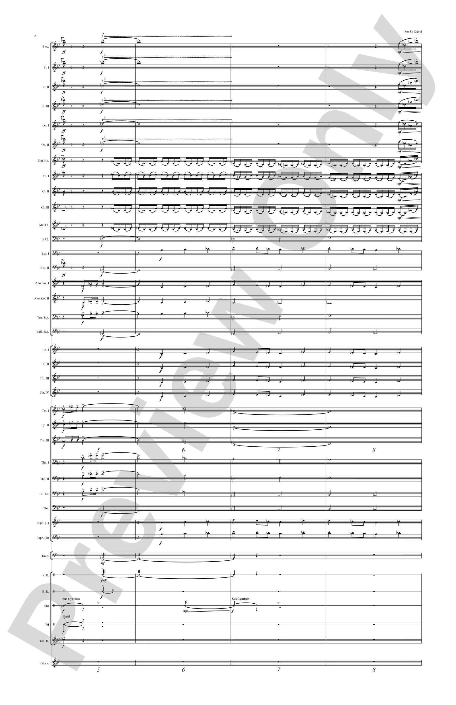 For Sir David: Concert Band Conductor Score & Parts