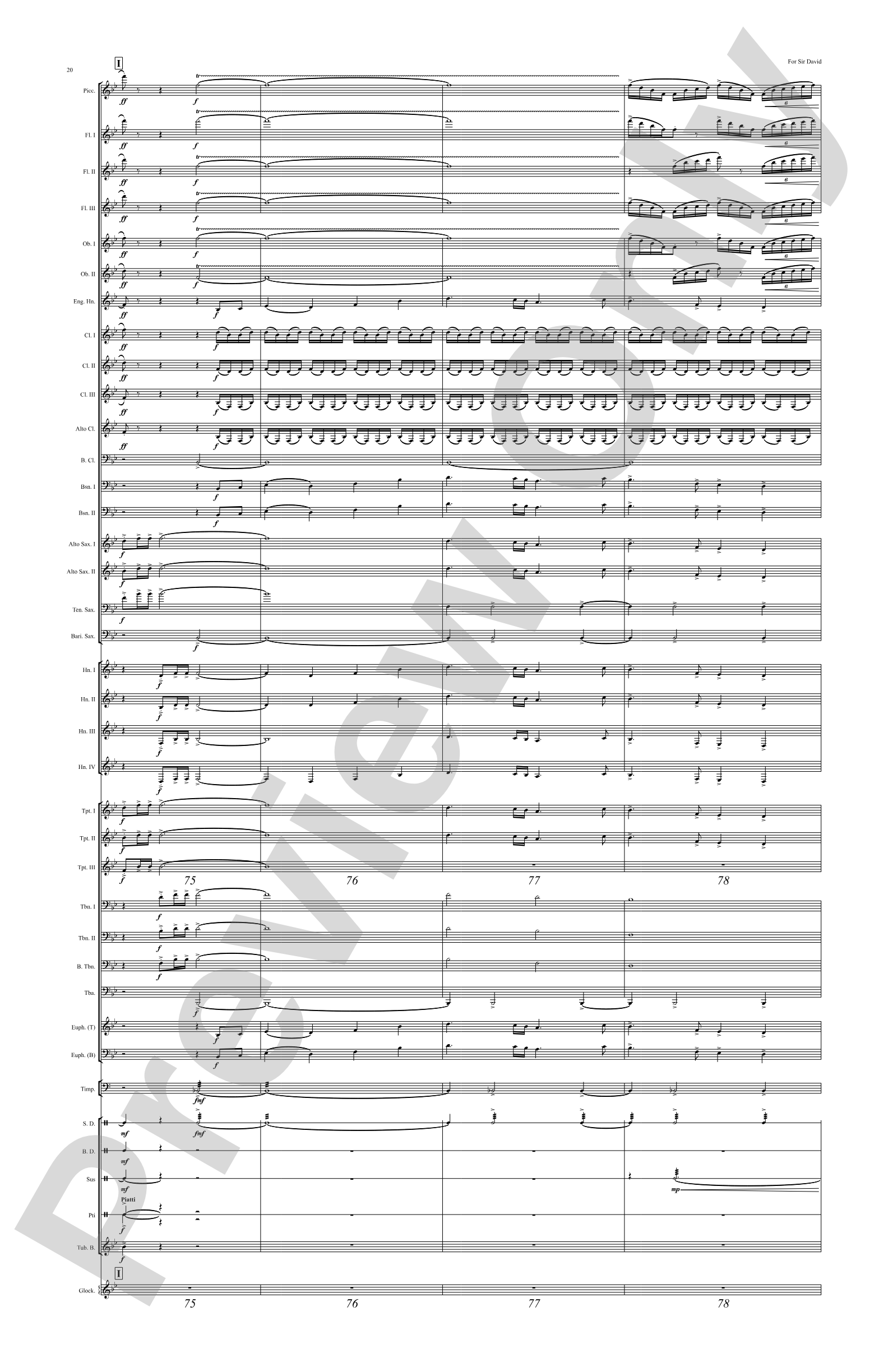 For Sir David: Concert Band Conductor Score & Parts