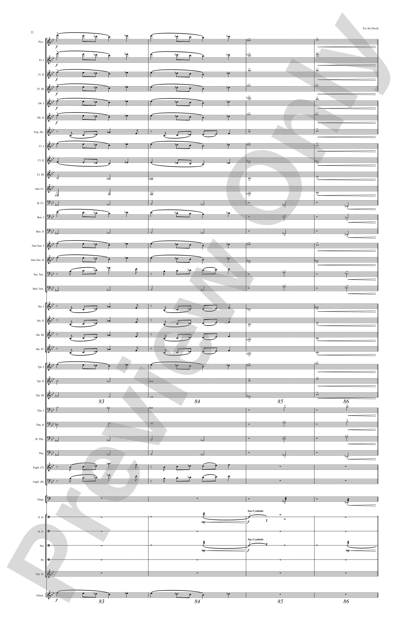 For Sir David: Concert Band Conductor Score & Parts