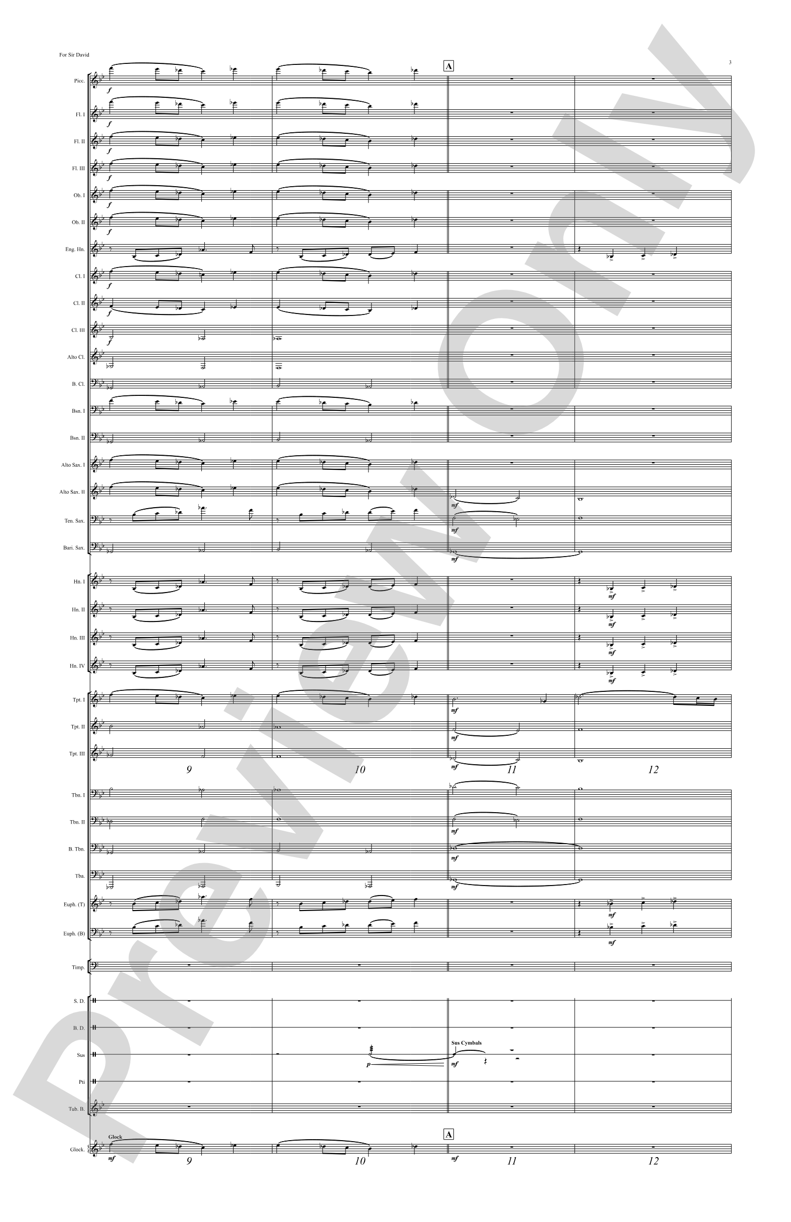 For Sir David: Concert Band Conductor Score & Parts