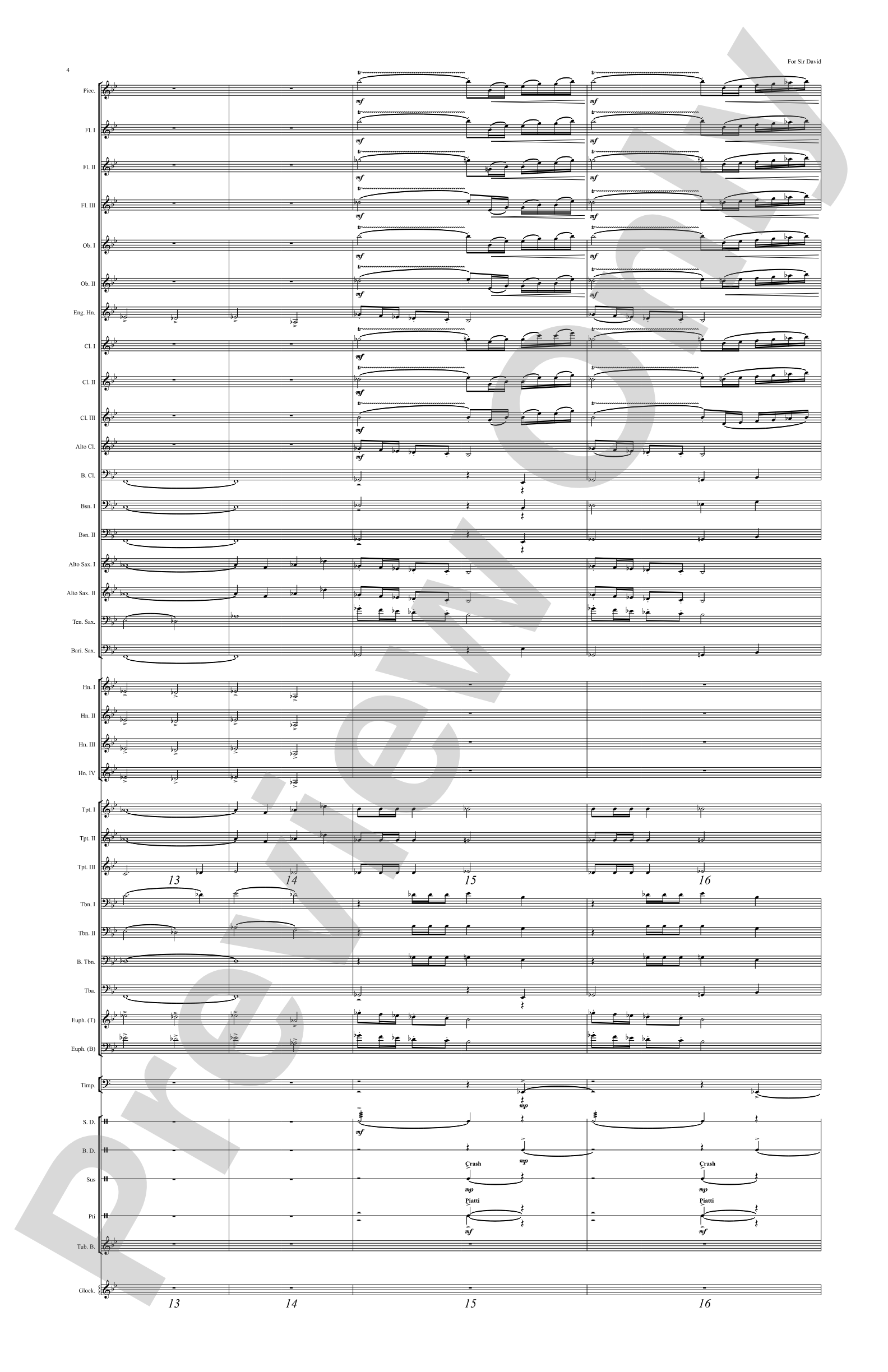 For Sir David: Concert Band Conductor Score & Parts