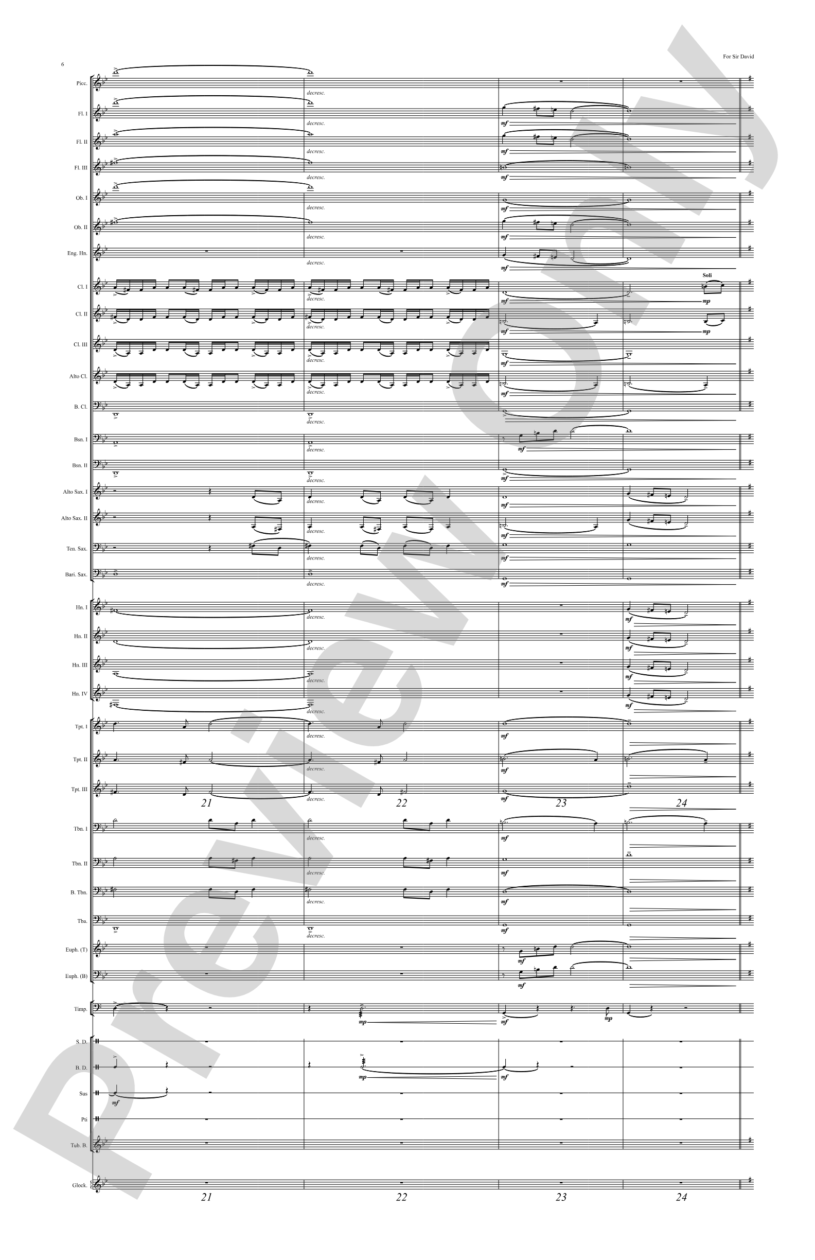 For Sir David: Concert Band Conductor Score & Parts