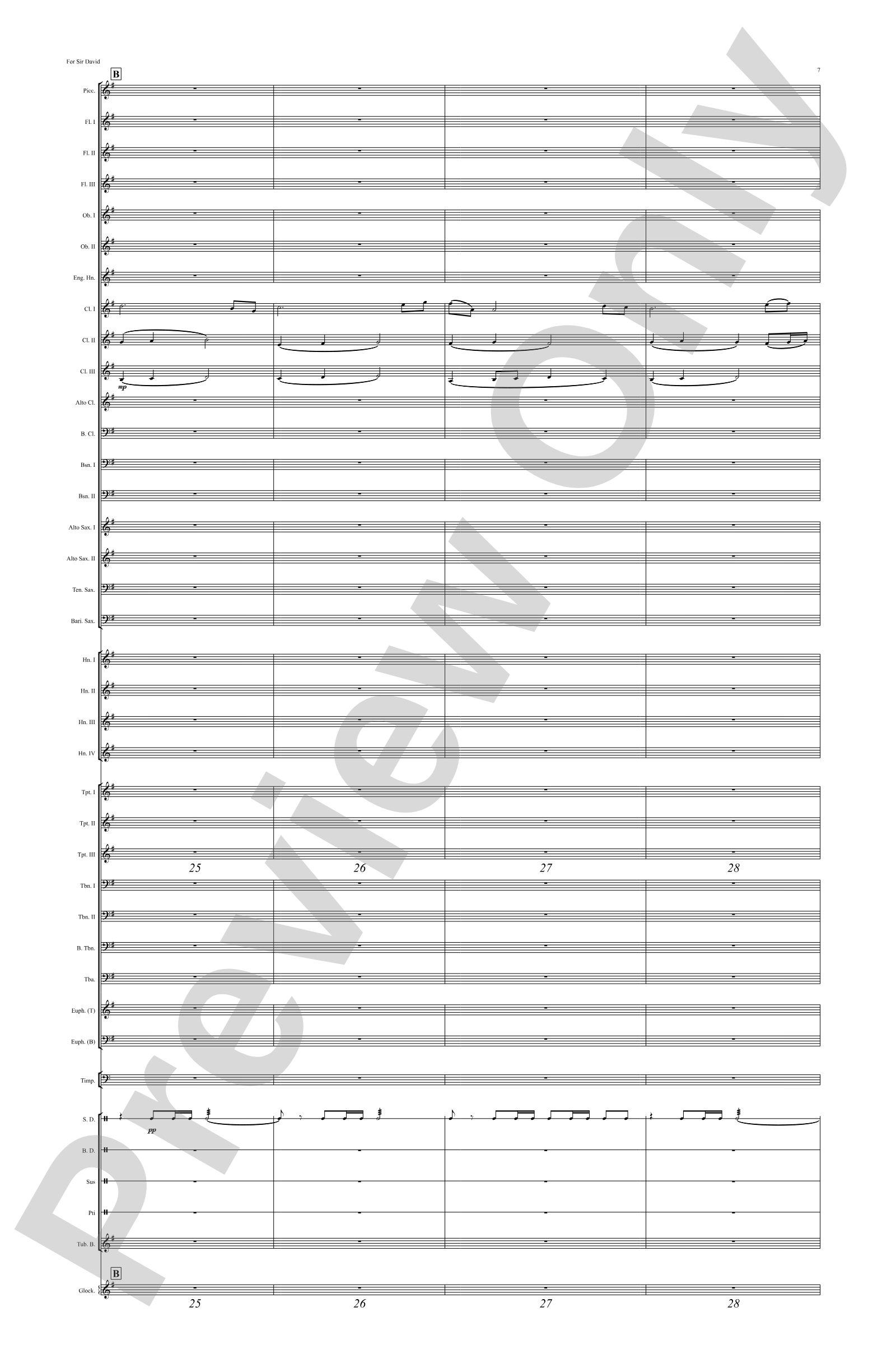 For Sir David: Concert Band Conductor Score & Parts