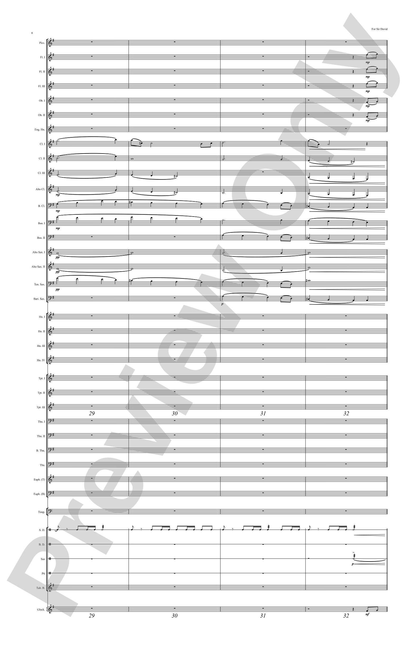 For Sir David: Concert Band Conductor Score & Parts