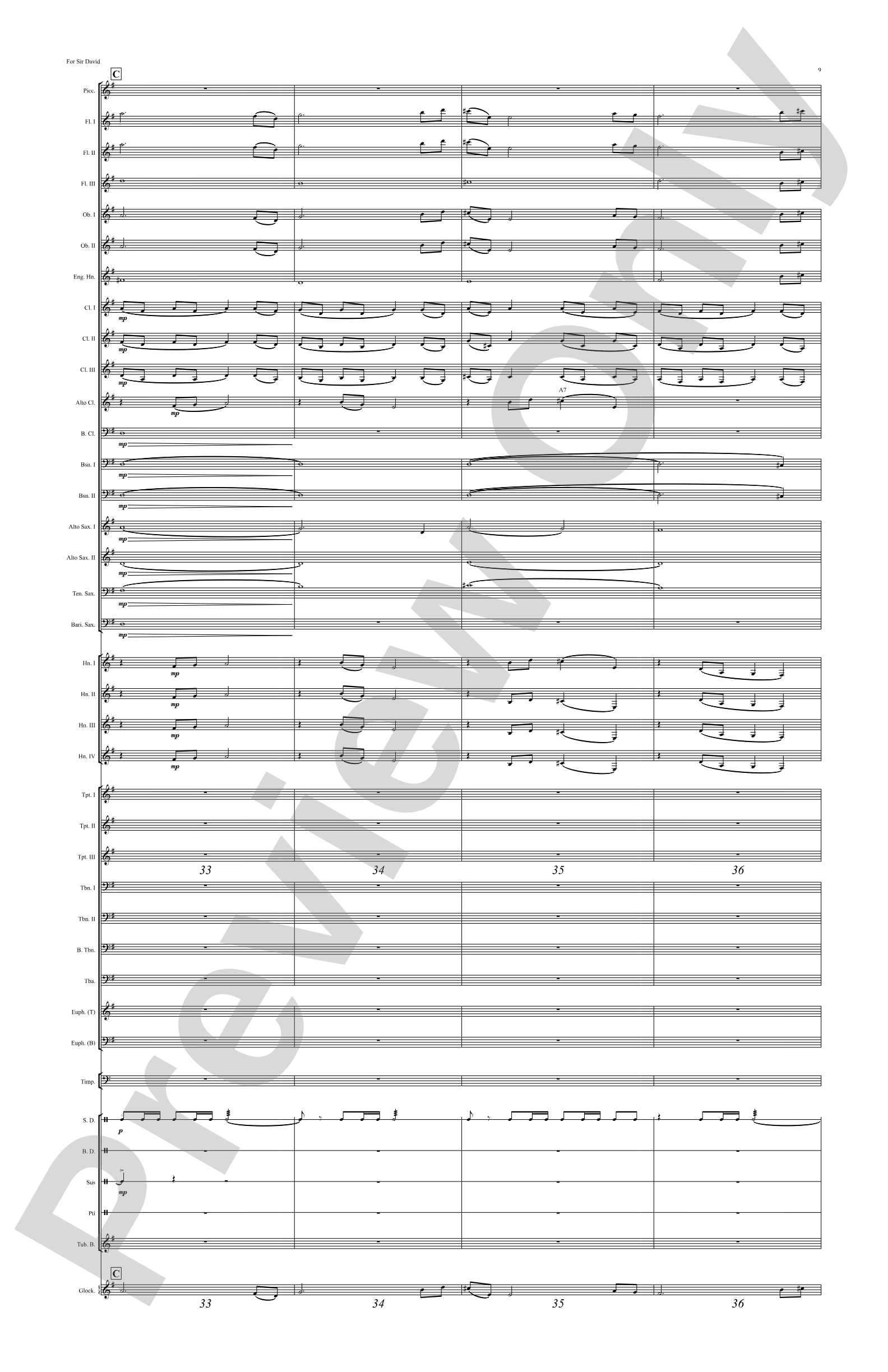 For Sir David: Concert Band Conductor Score & Parts