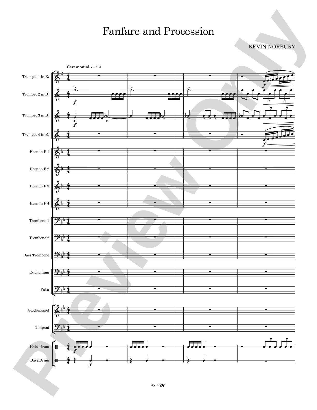 Fanfare and Procession: Concert Band Conductor Score & Parts