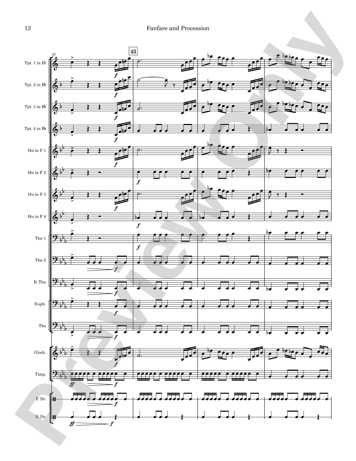 Fanfare and Procession: Concert Band Conductor Score & Parts