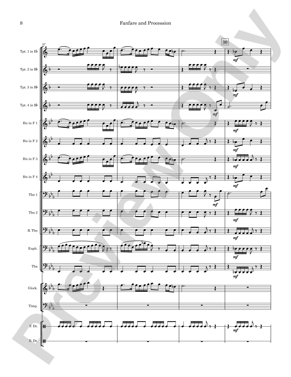 Fanfare and Procession: Concert Band Conductor Score & Parts