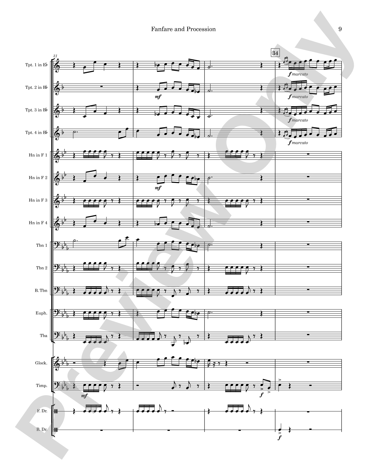 Fanfare and Procession: Concert Band Conductor Score & Parts
