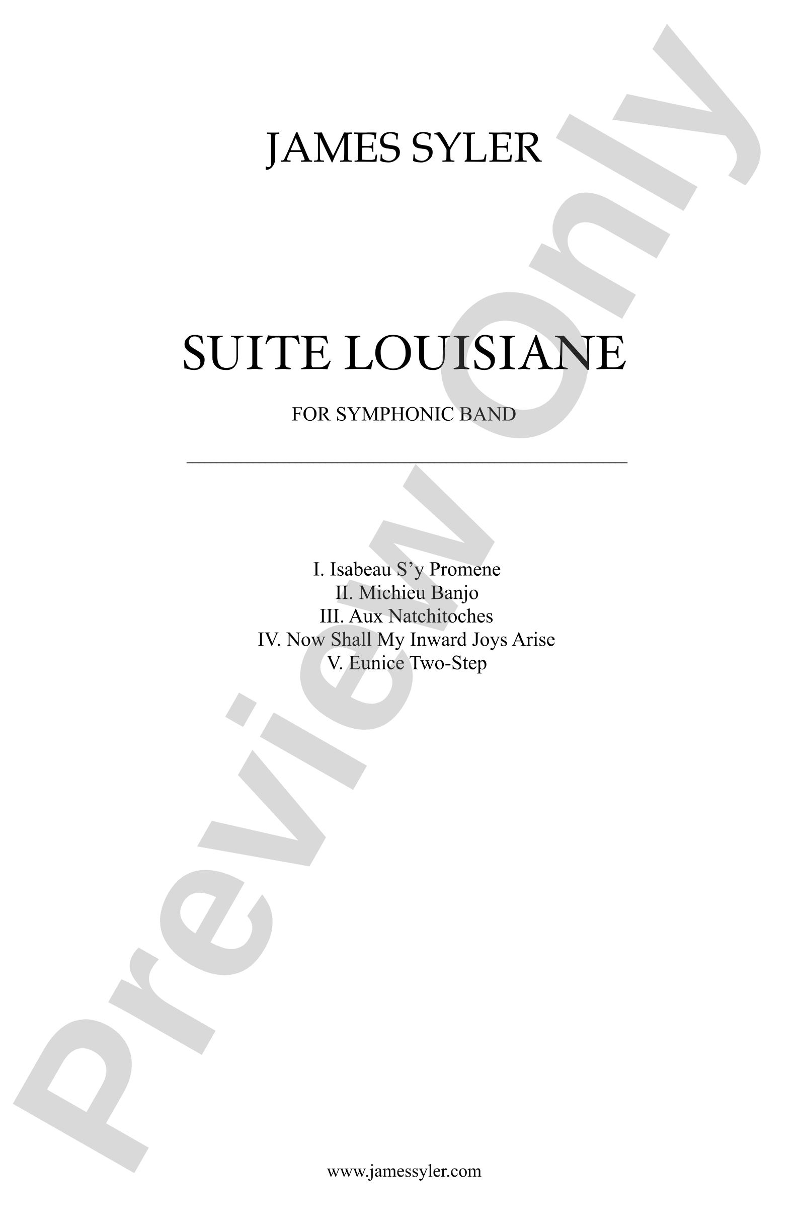 Suite Louisiane: Score